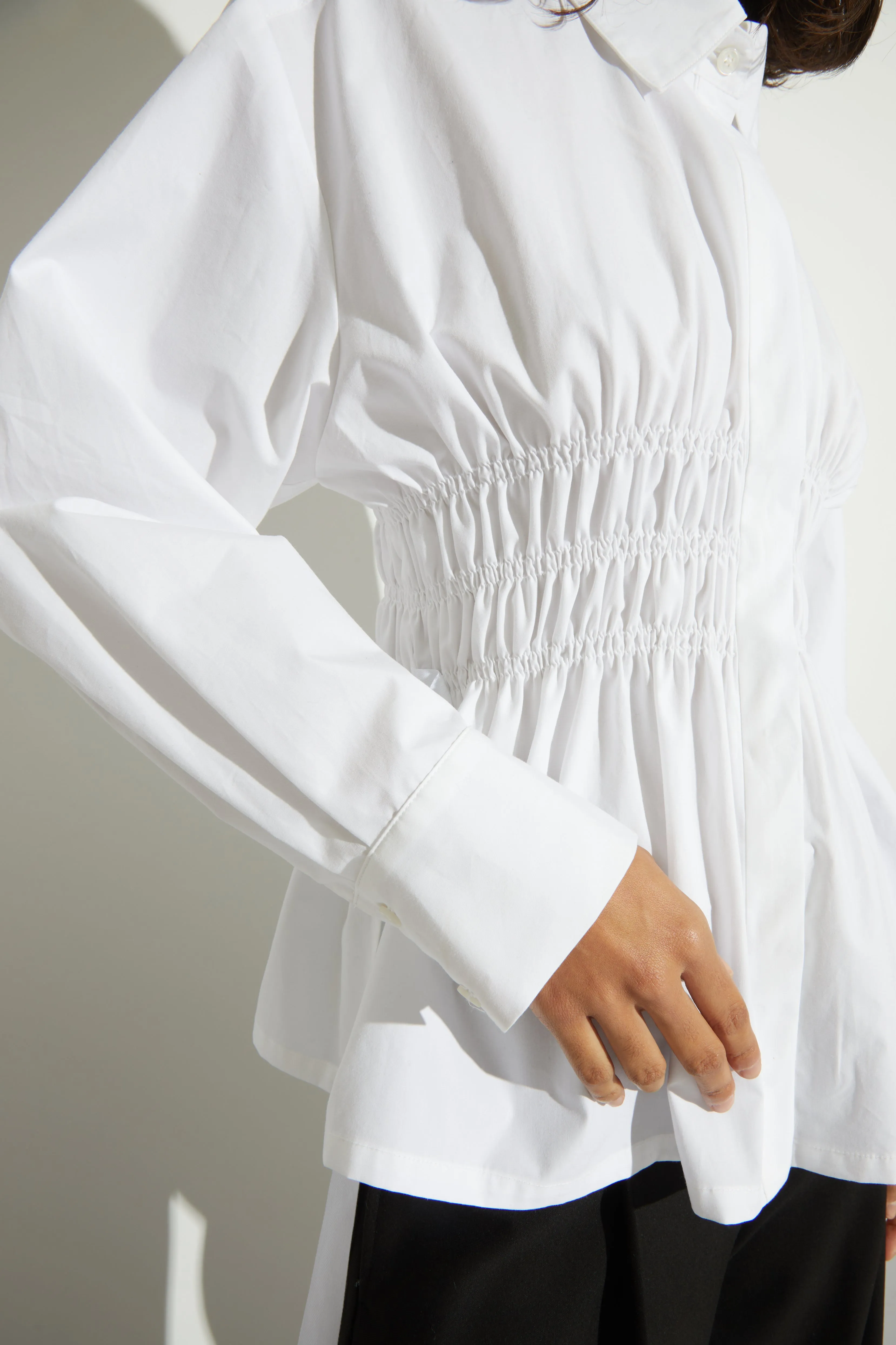 Yvonne Ruched Poplin Blouse, White sold by Saint Art product image thumbnail 4