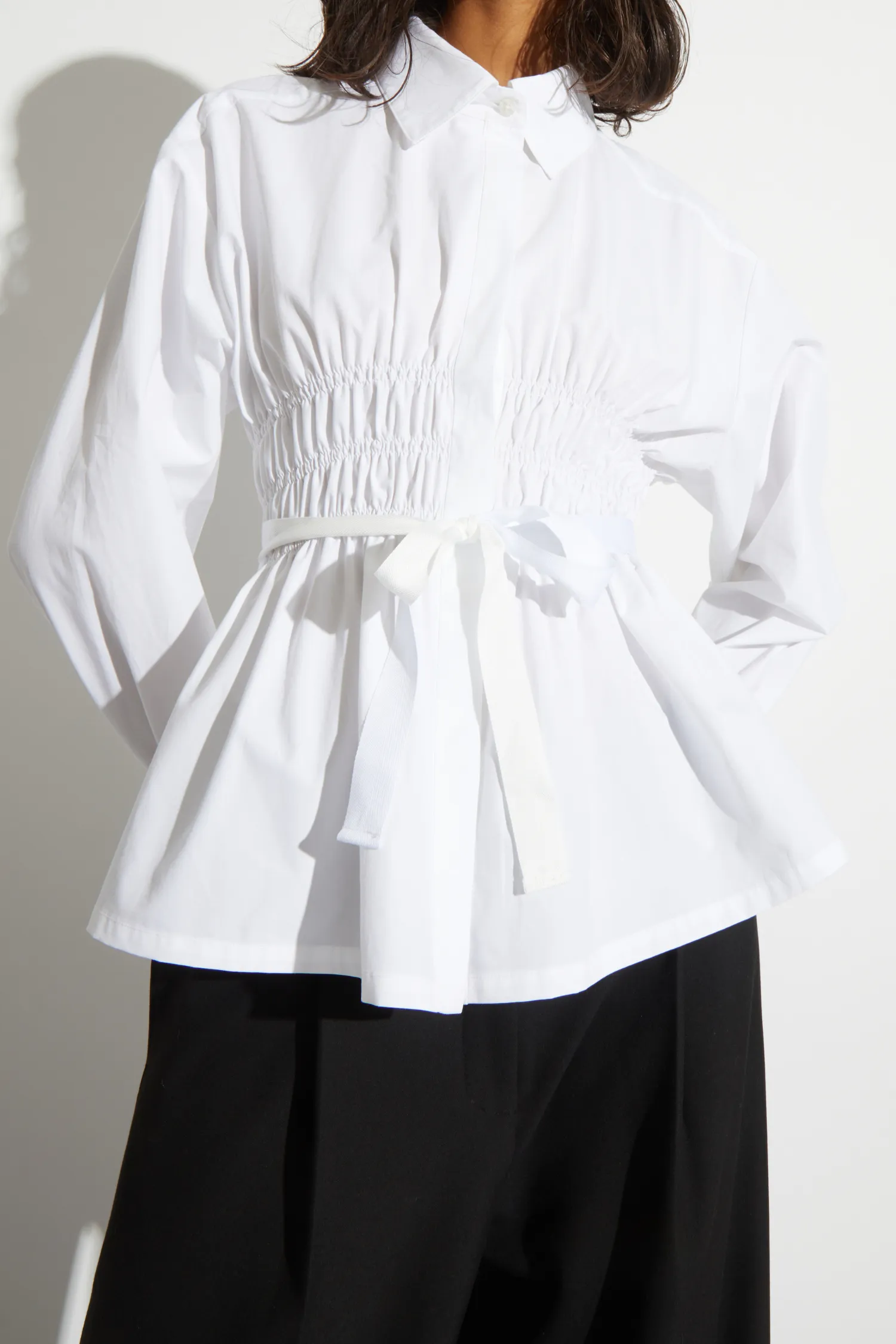 Yvonne Ruched Poplin Blouse, White sold by Saint Art product image thumbnail 2