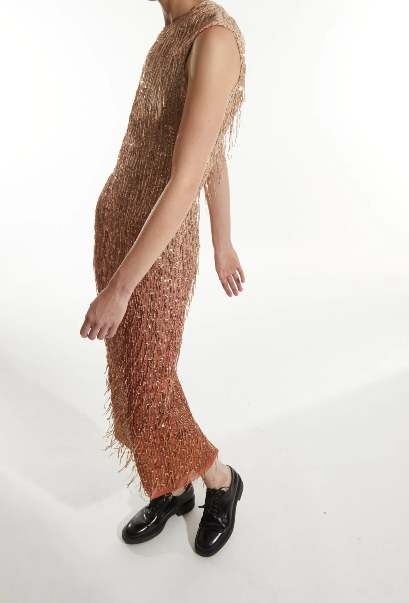 Aida Sequin Fringe Dress, Gold Ombre sold by Saint Art product image thumbnail 5