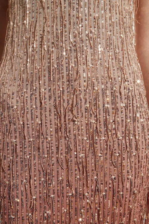 Aida Sequin Fringe Dress, Gold Ombre sold by Saint Art product image thumbnail 4