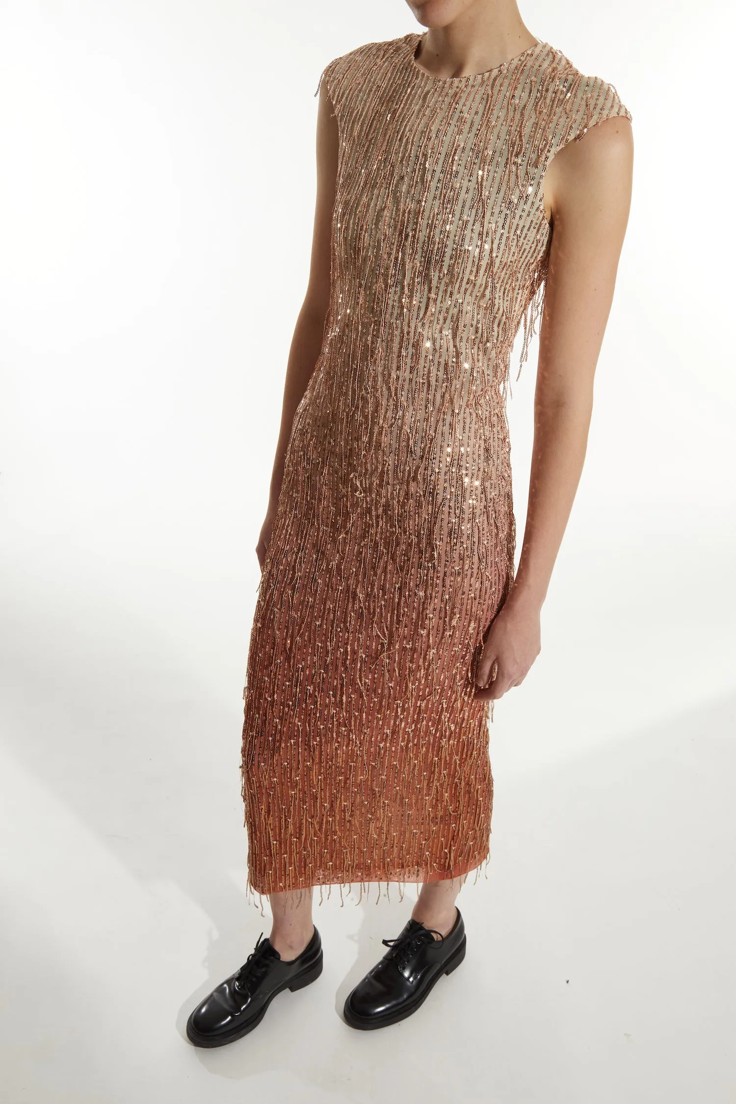 Aida Sequin Fringe Dress, Gold Ombre sold by Saint Art product image thumbnail 2