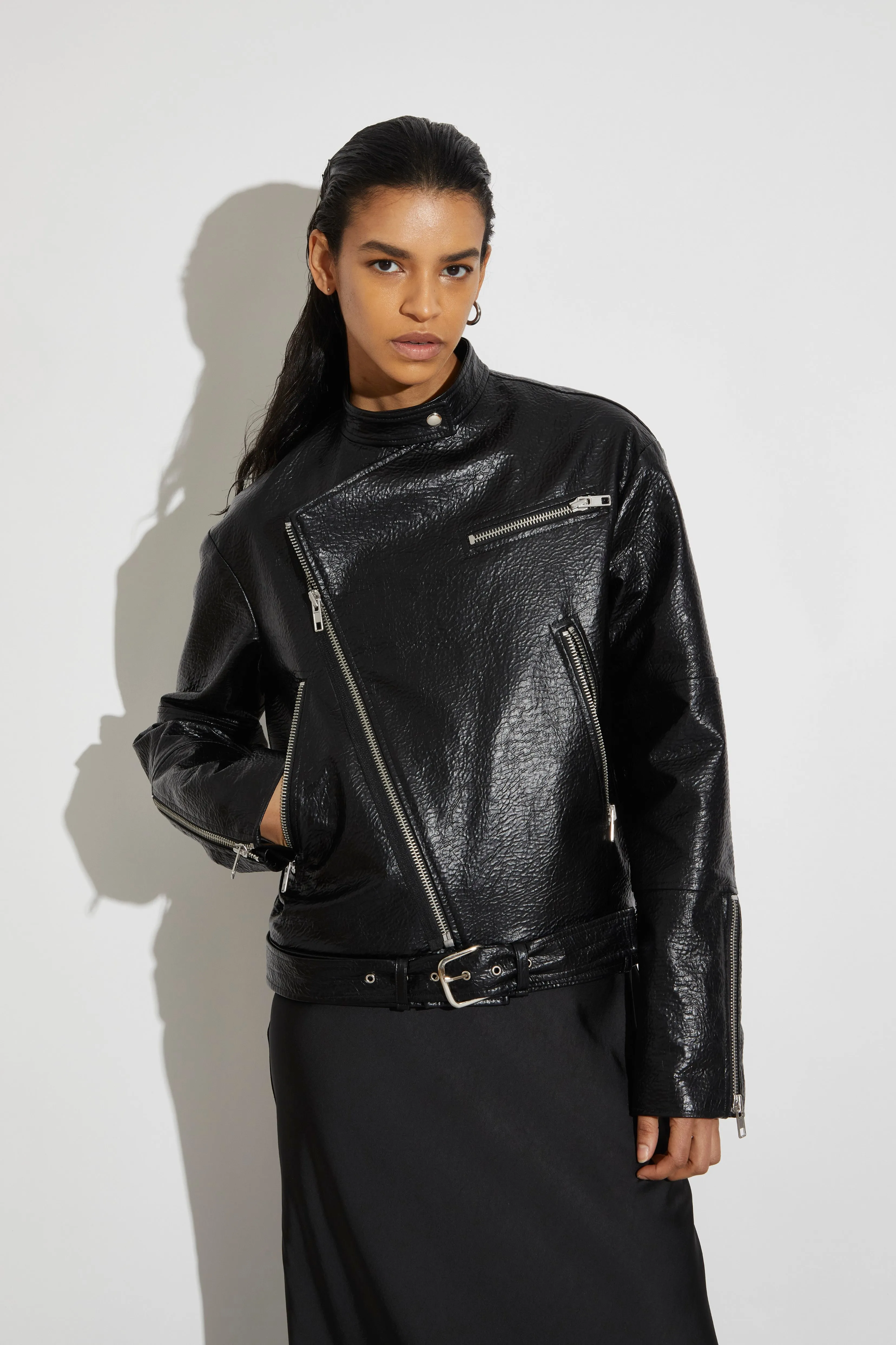 Marley Moto Vegan Leather Jacket, Black sold by Saint Art product image thumbnail 4