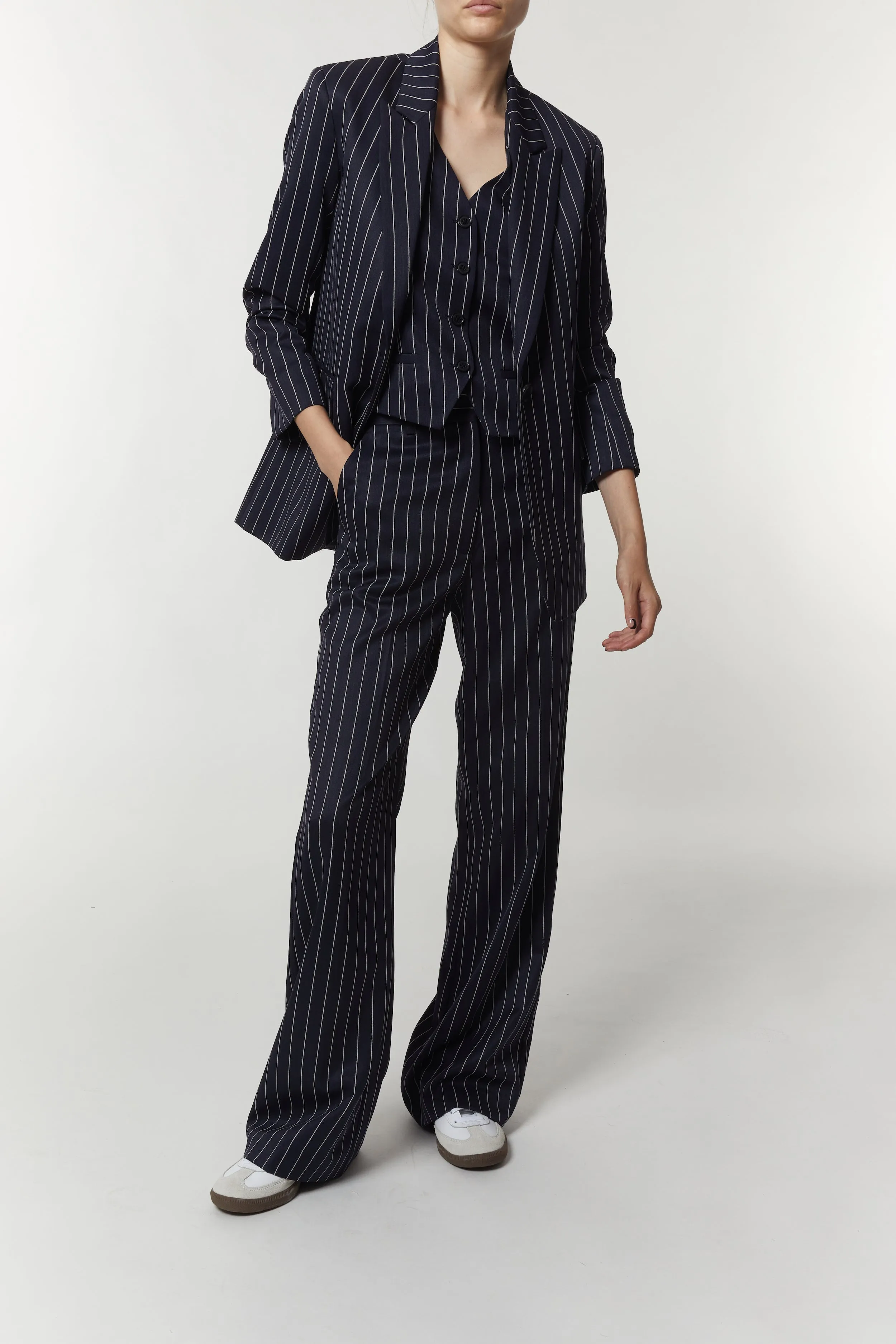 Gia Pinstripe Blazer, Navy sold by Saint Art product image thumbnail 2