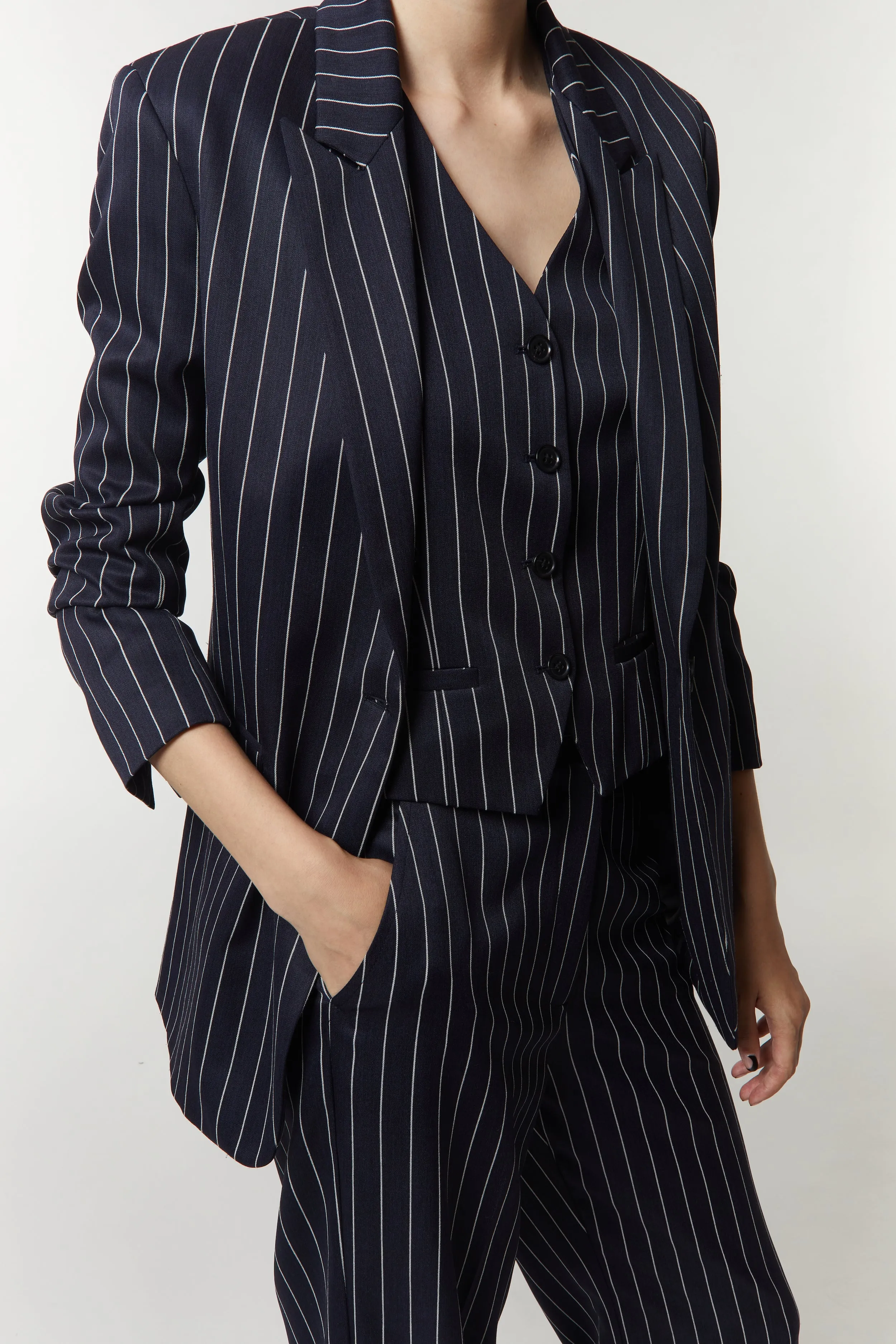 Gia Pinstripe Blazer, Navy sold by Saint Art
