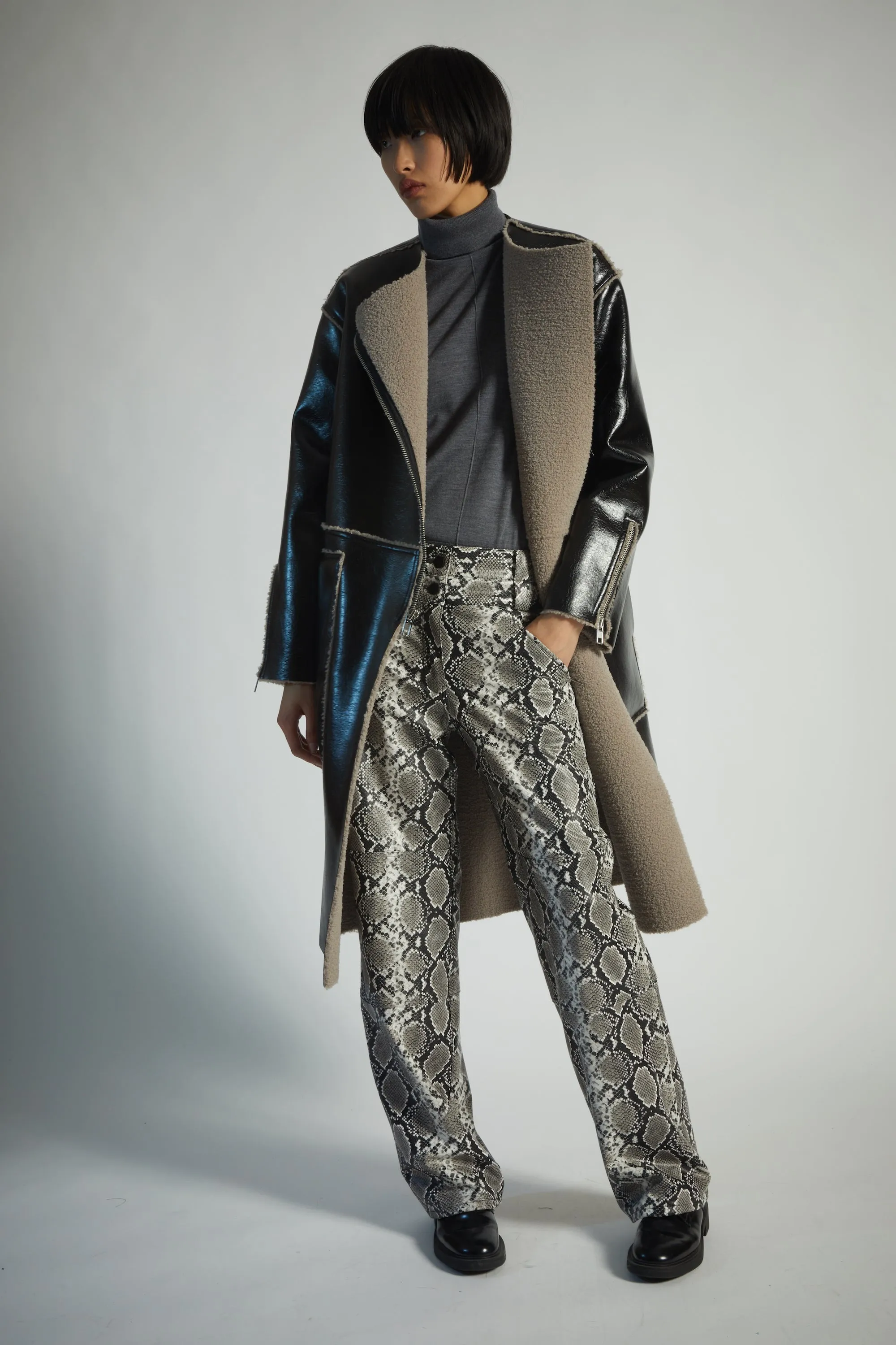 Lauren Low-Rise Straight Leg Leather Pant, Python sold by Saint Art product image thumbnail 2