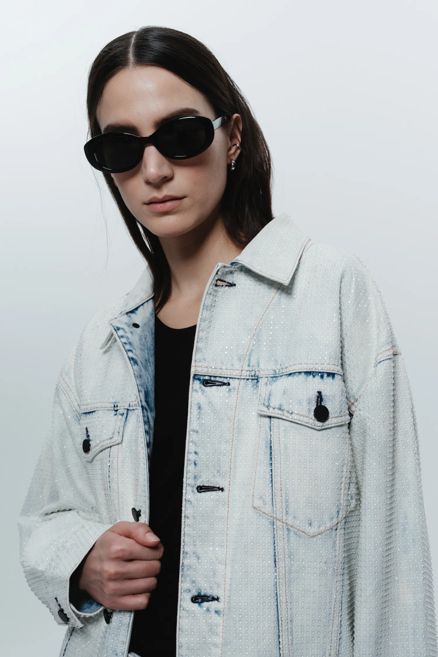 Gabi Embellished Bleached Denim Jacket sold by Saint Art product image thumbnail 3