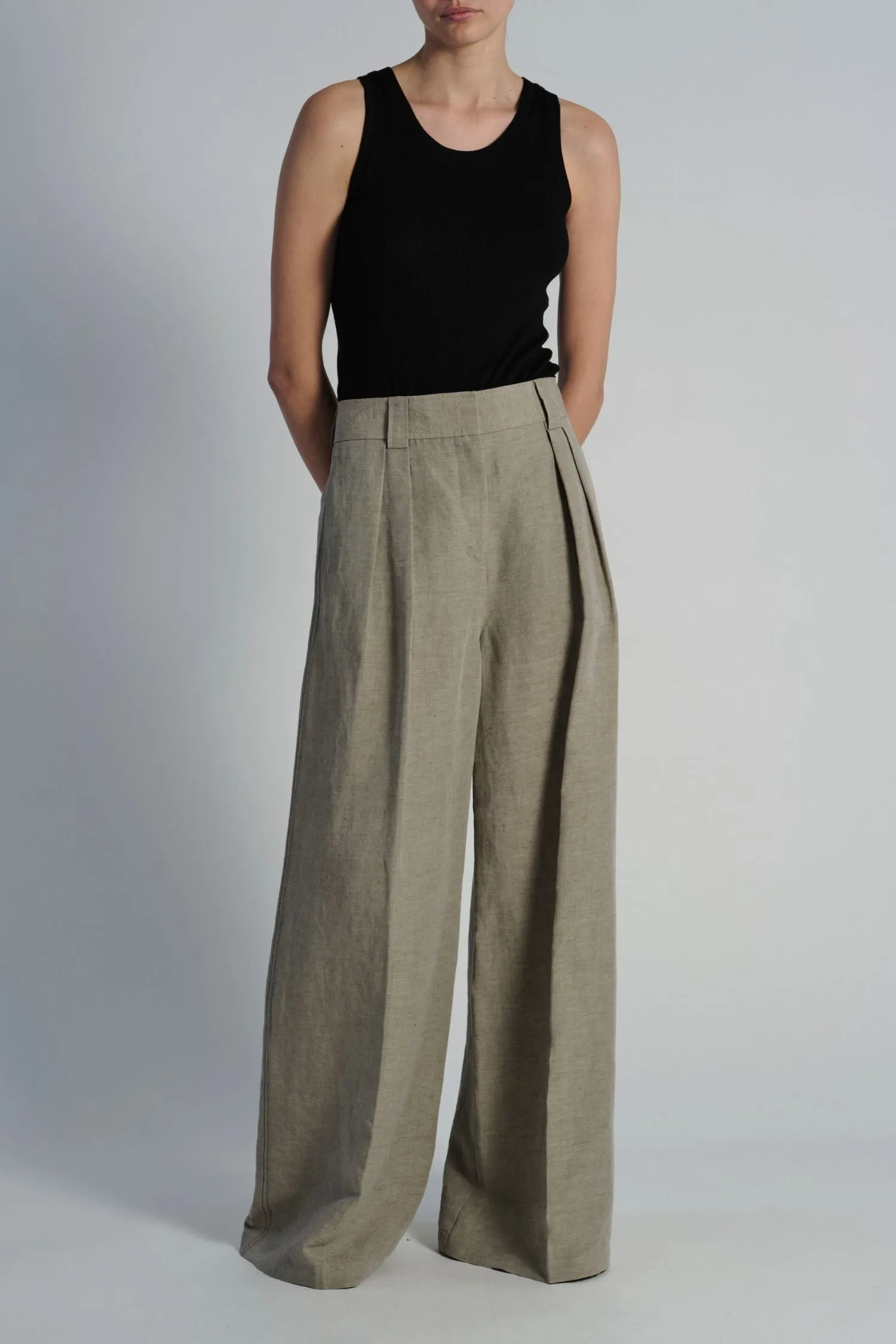 Argo Wideleg Trouser, Grey Linen sold by Saint Art product image thumbnail 5