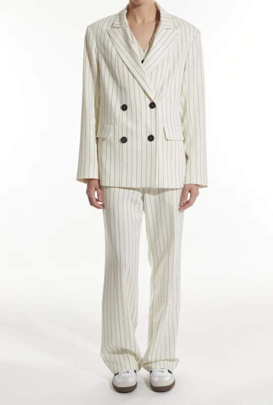 Taylor Blazer, White Pinstripe sold by Saint Art