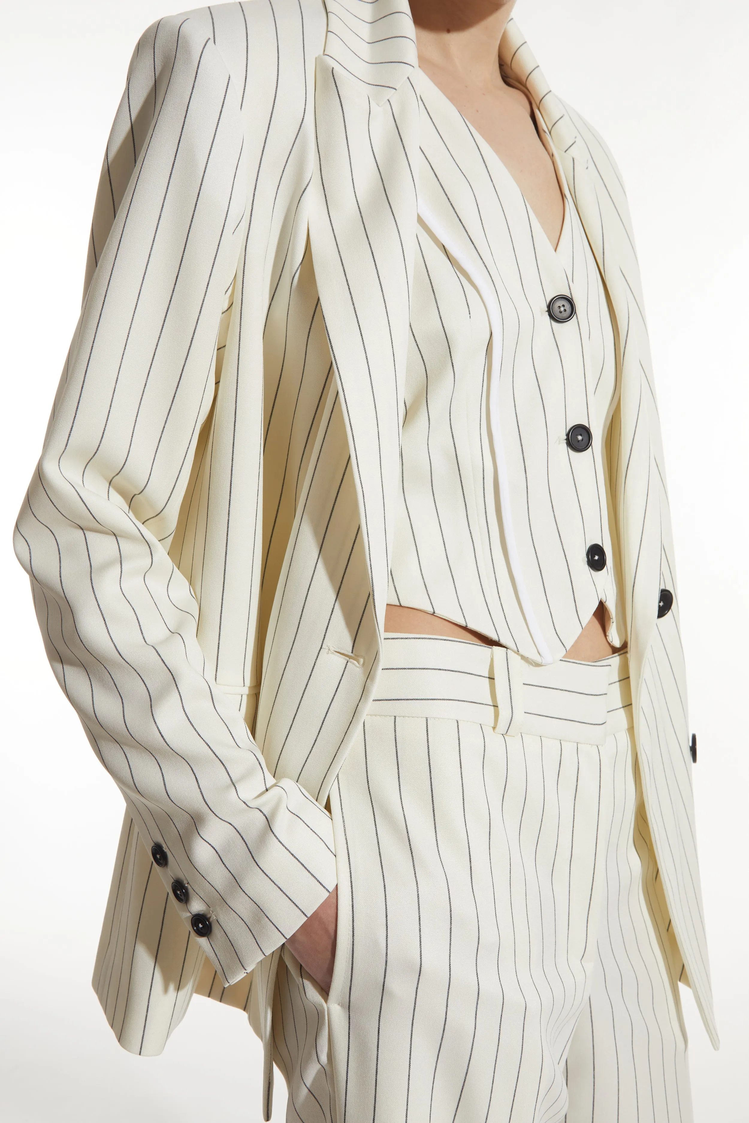 Taylor Blazer, White Pinstripe sold by Saint Art product image thumbnail 3
