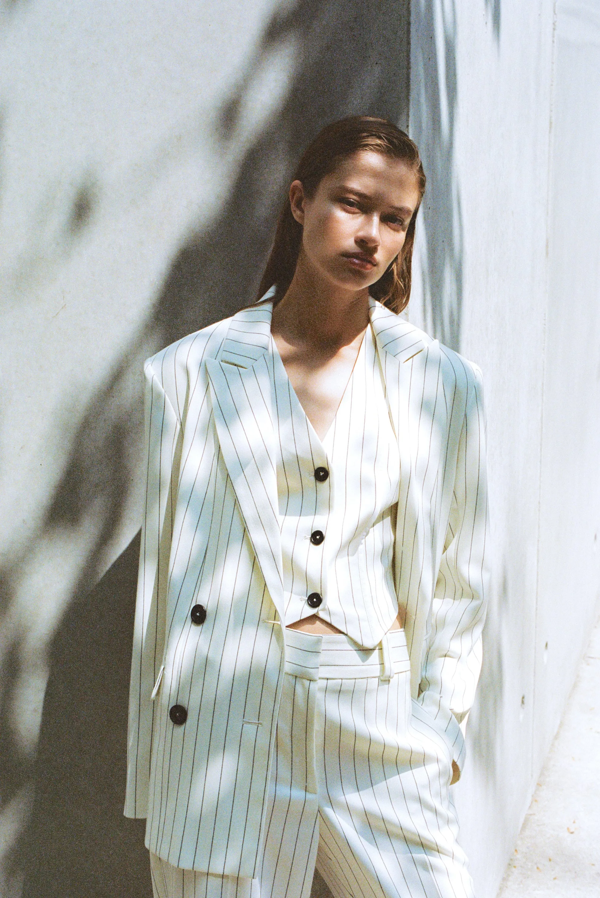 Taylor Blazer, White Pinstripe sold by Saint Art product image thumbnail 5