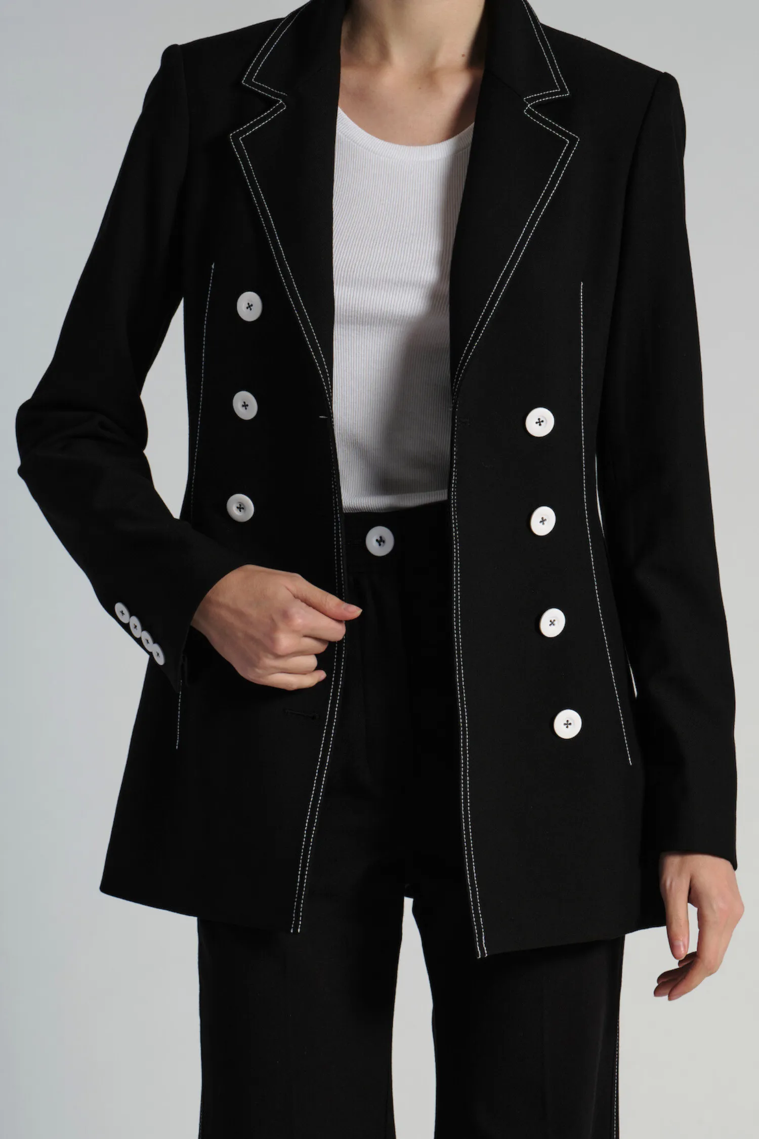 Piper Contrast Blazer, Black sold by Saint Art product image thumbnail 4