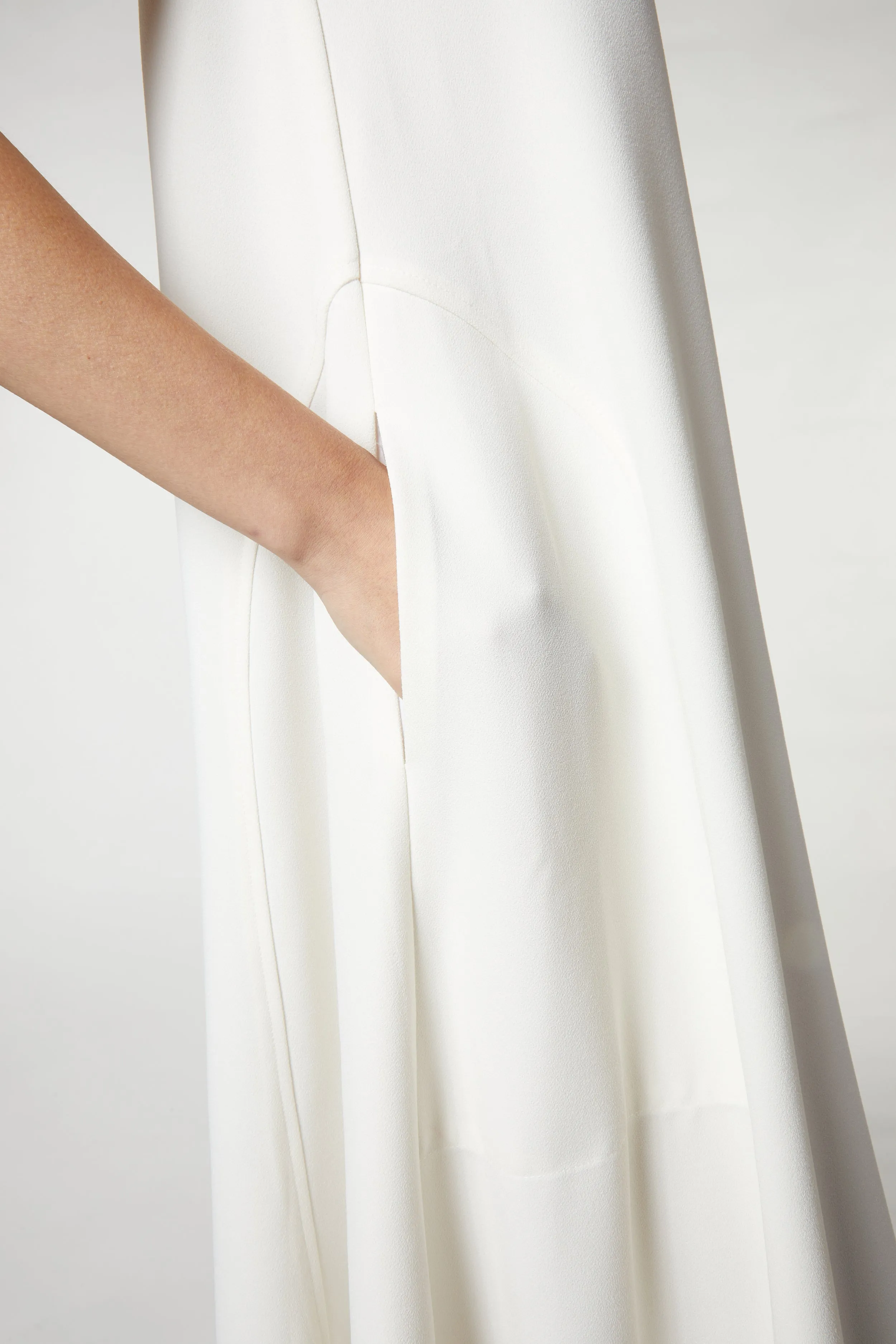 Nadine V-Neck Sleeveless Dress, Ivory Crepe sold by Saint Art product image thumbnail 4