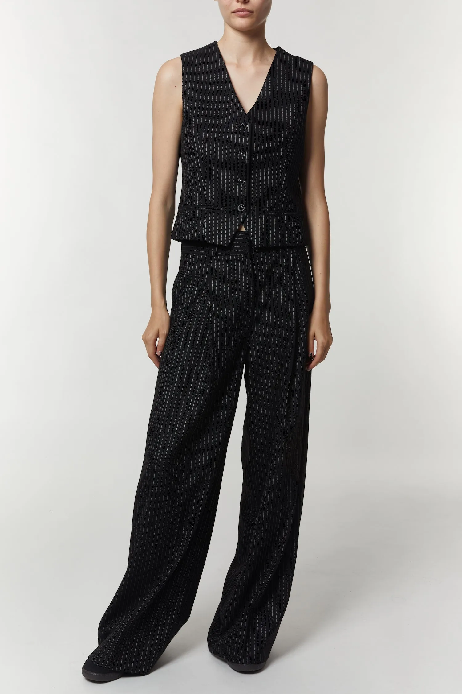 Jada Pinstripe Waistcoat, Charcoal Pinstripe sold by Saint Art product image thumbnail 2