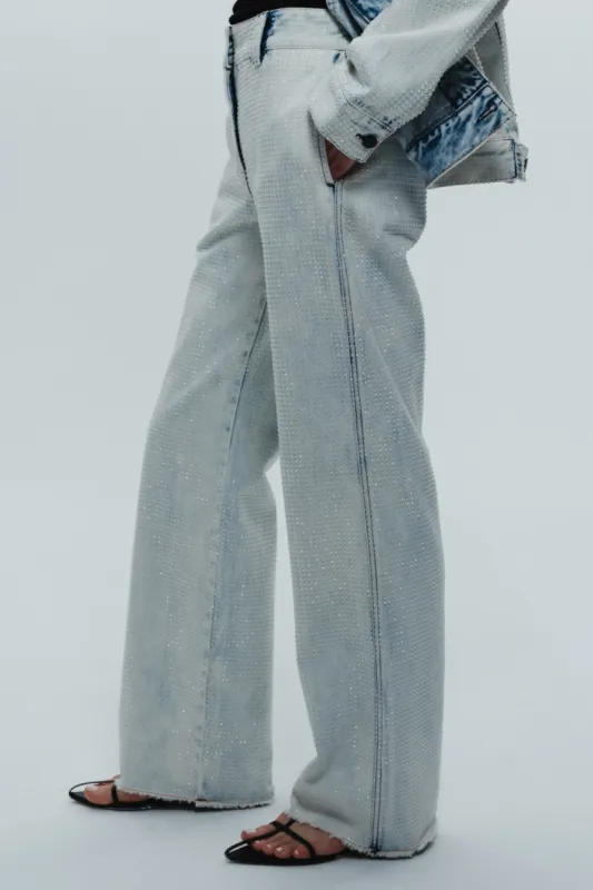 Nessa Bleached Embellished Denim Pant sold by Saint Art