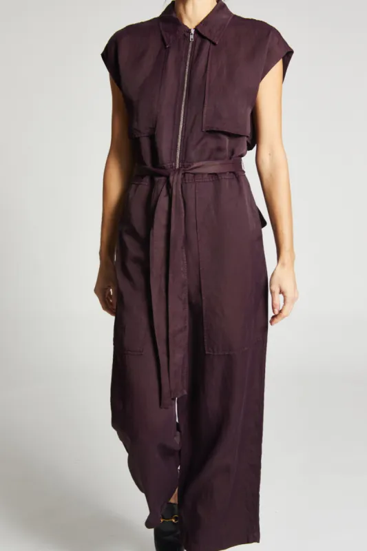 Maxine Short Sleeve Cargo Jumpsuit, Fig made by Saint Art