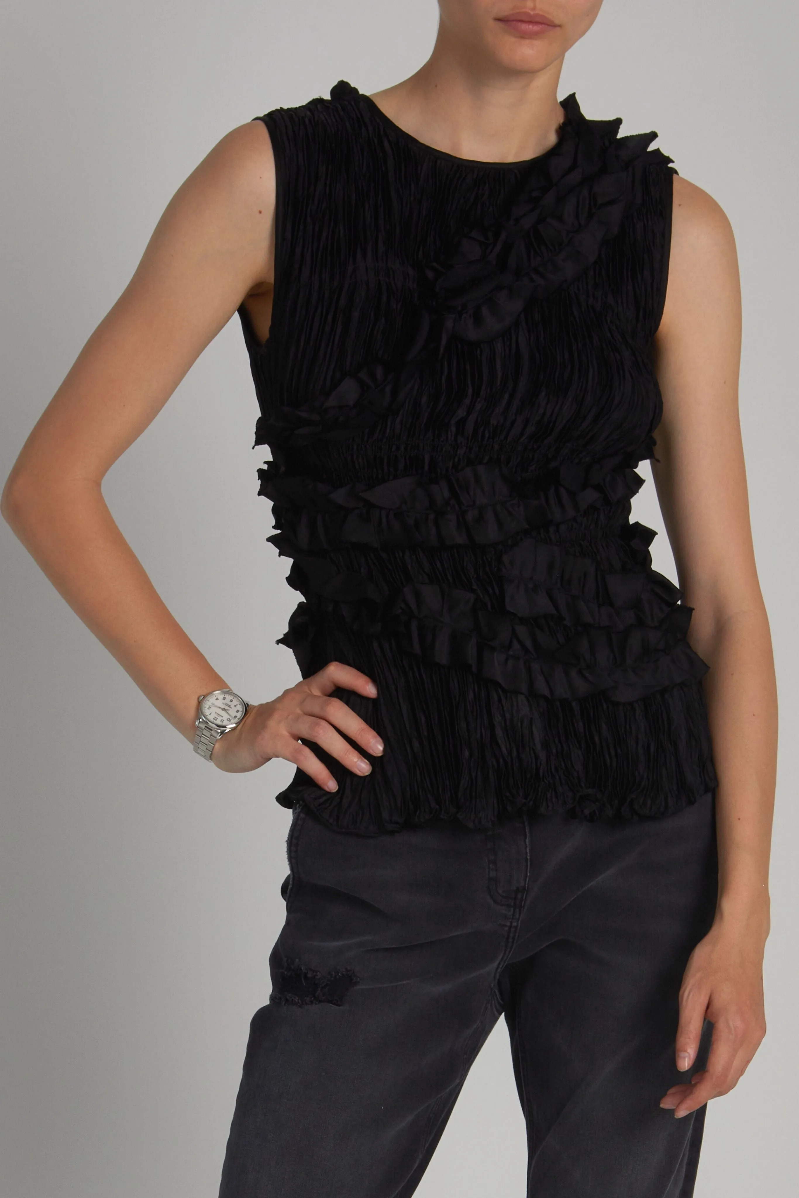 Wells Sleeveless Blouse, Black sold by Saint Art