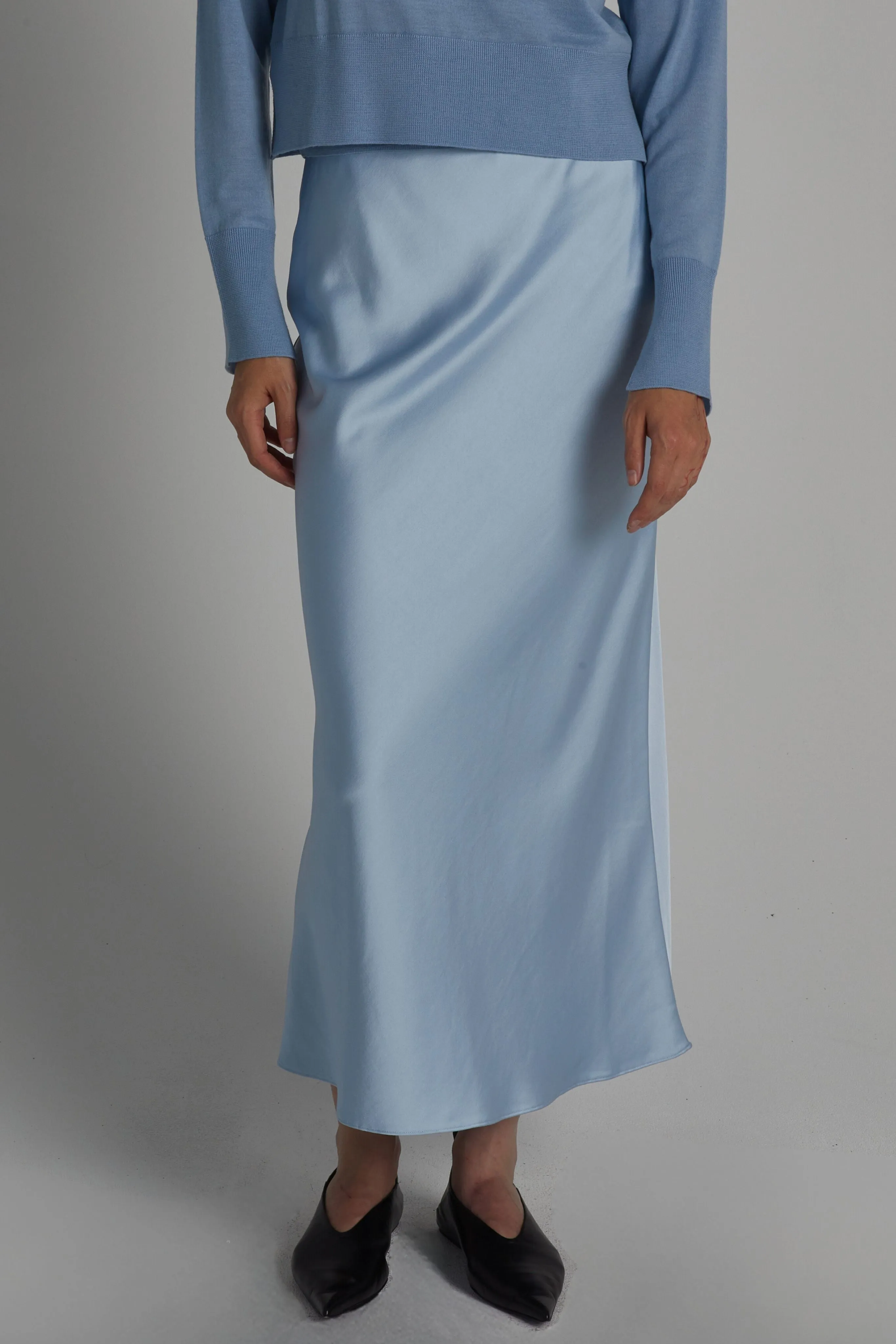 Talia Charmeuse Midi Skirt, Ice Blue sold by Saint Art product image thumbnail 2
