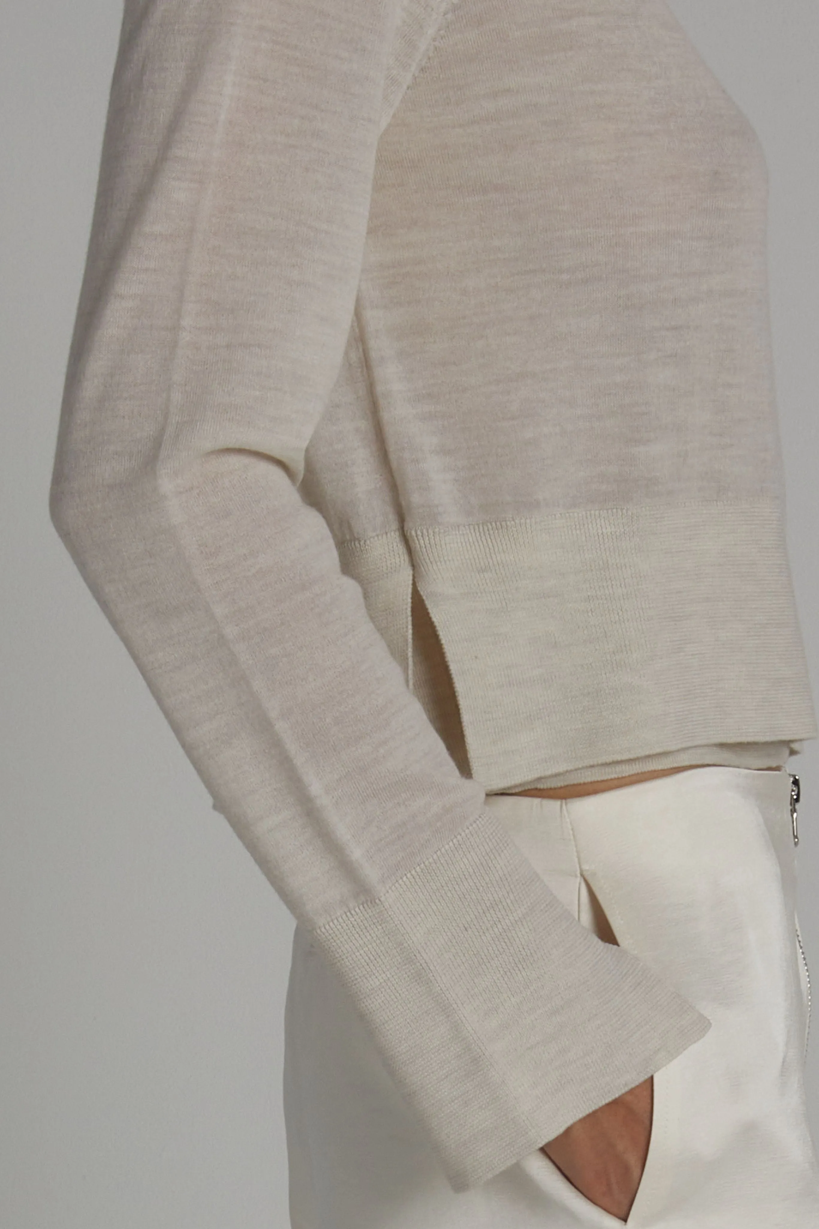 Elodie Layered Crewneck Knit, Ivory sold by Saint Art