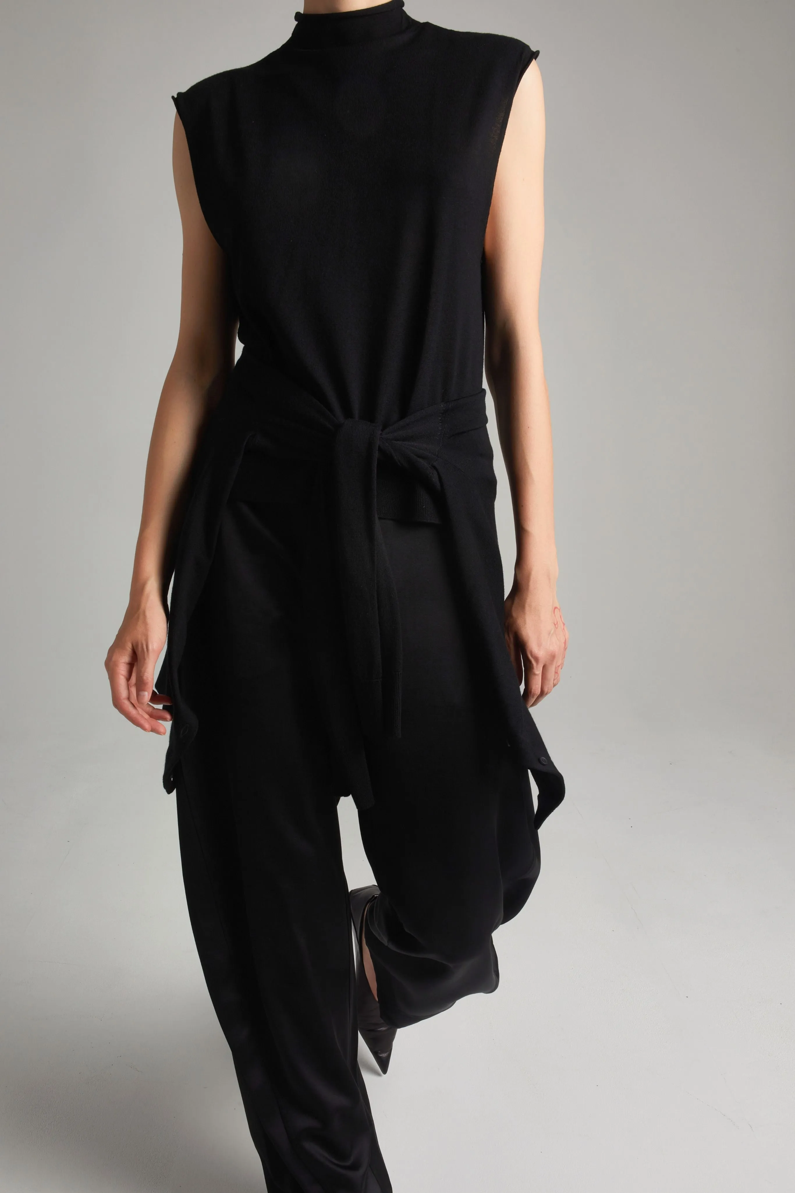 Brooke Sleeveless Sweater, Black sold by Saint Art