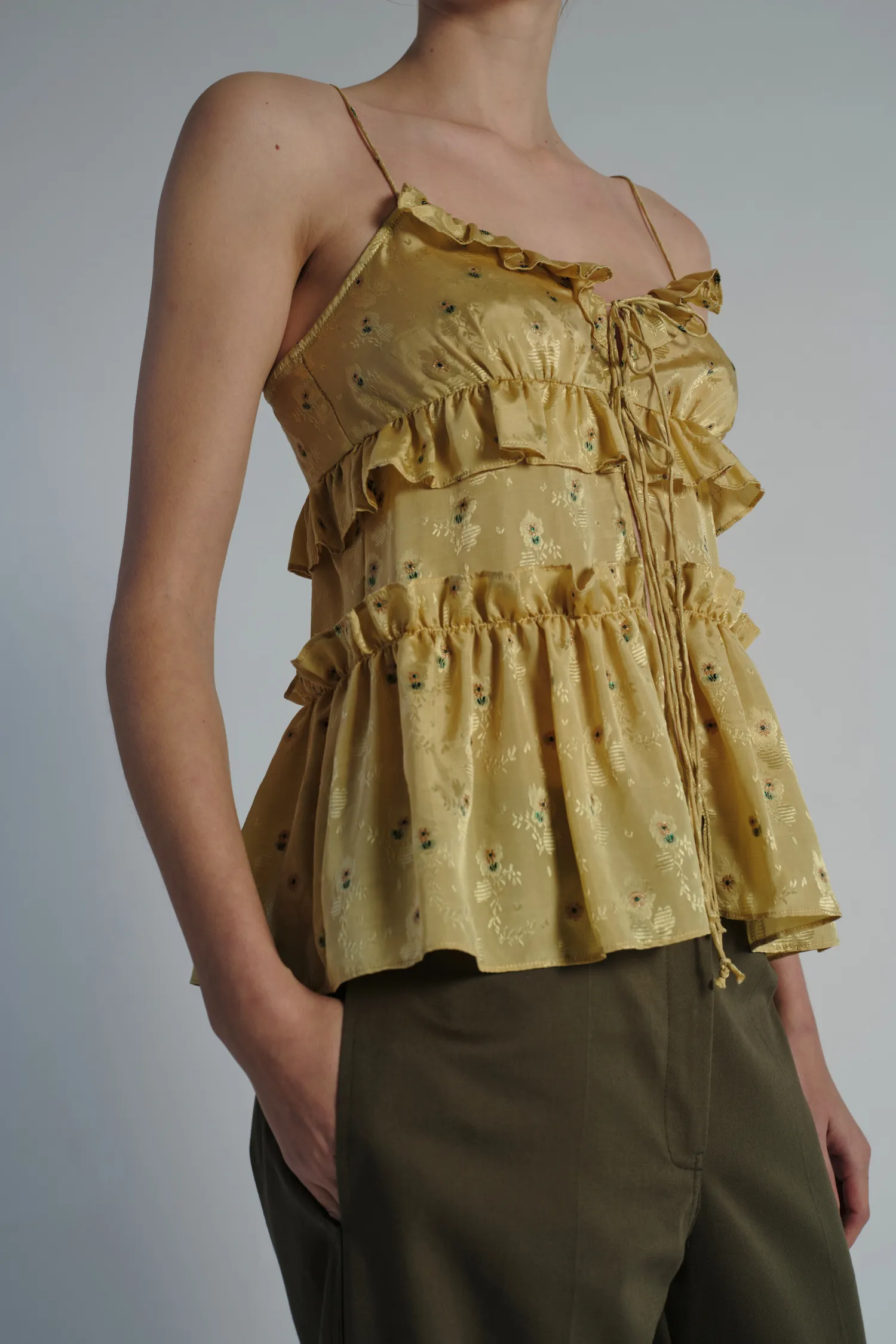 Gianna Metallic Top, Gold Jacquard sold by Saint Art product image thumbnail 3