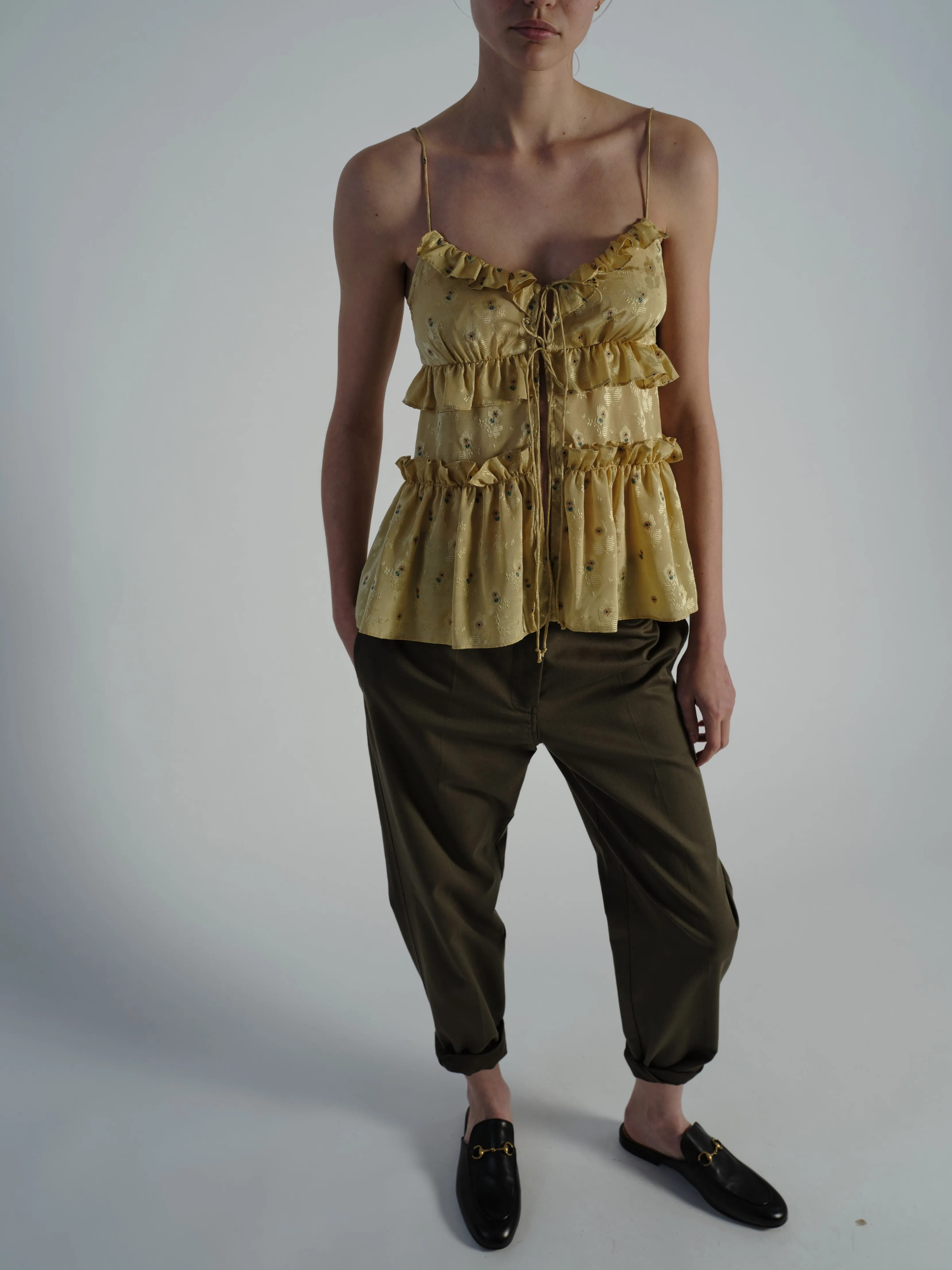 Gianna Metallic Top, Gold Jacquard sold by Saint Art
