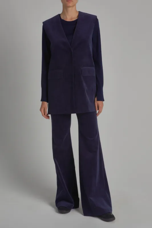 Aron Corduroy Flare Pant, Navy sold by Saint Art