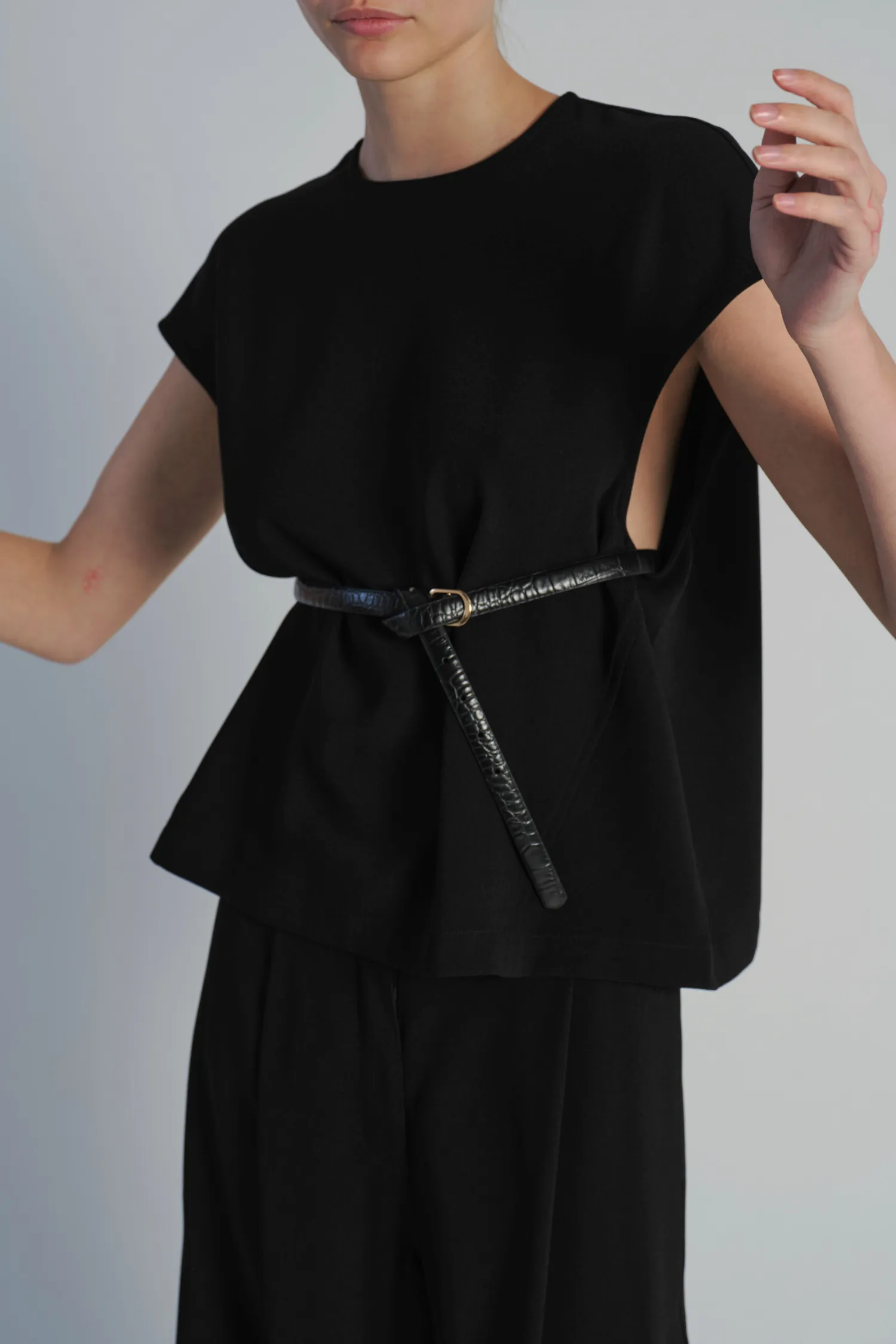 Soraya Crepe Top, Black sold by Saint Art