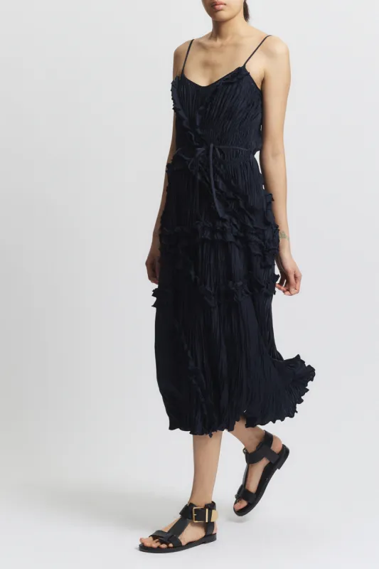 Bella Ruched Midi Dress, Navy made by Saint Art