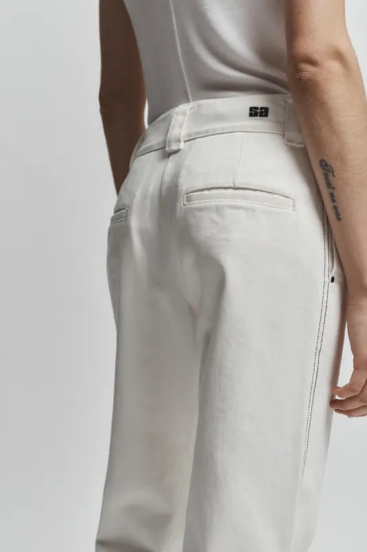 Nessa Denim Pant, Pure White sold by Saint Art