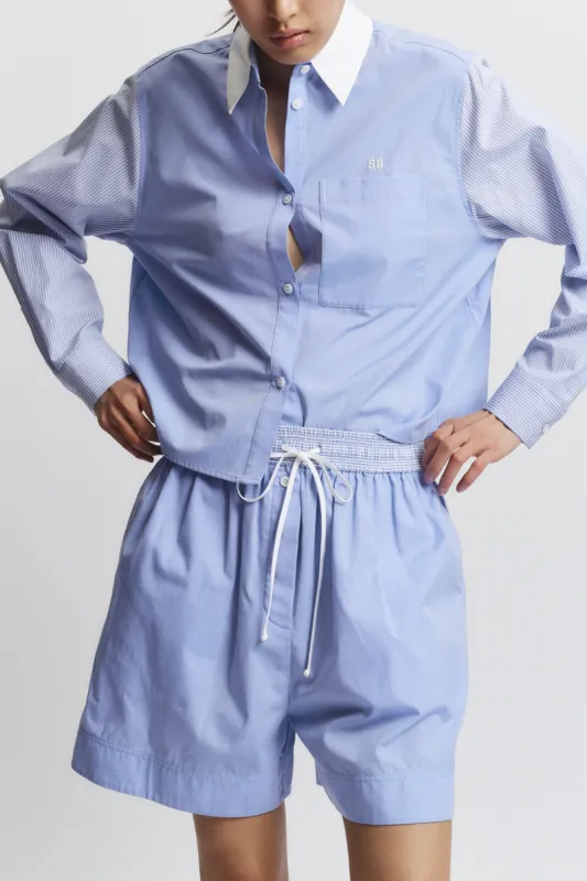 Dalton Cropped Shirt, Blue Stripe sold by Saint Art
