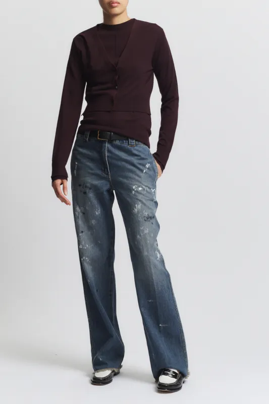 Nixon Cropped Cardigan, Grape made by Saint Art