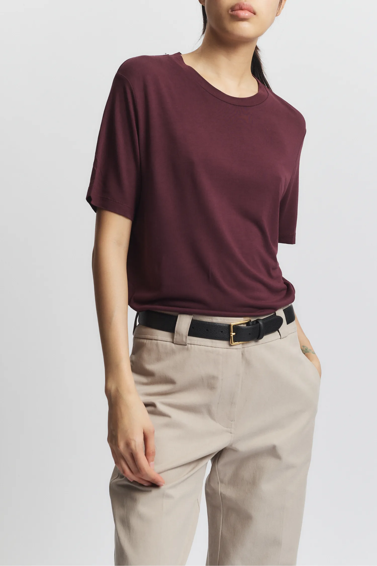 Zola Crewneck Tee, Grape sold by Saint Art