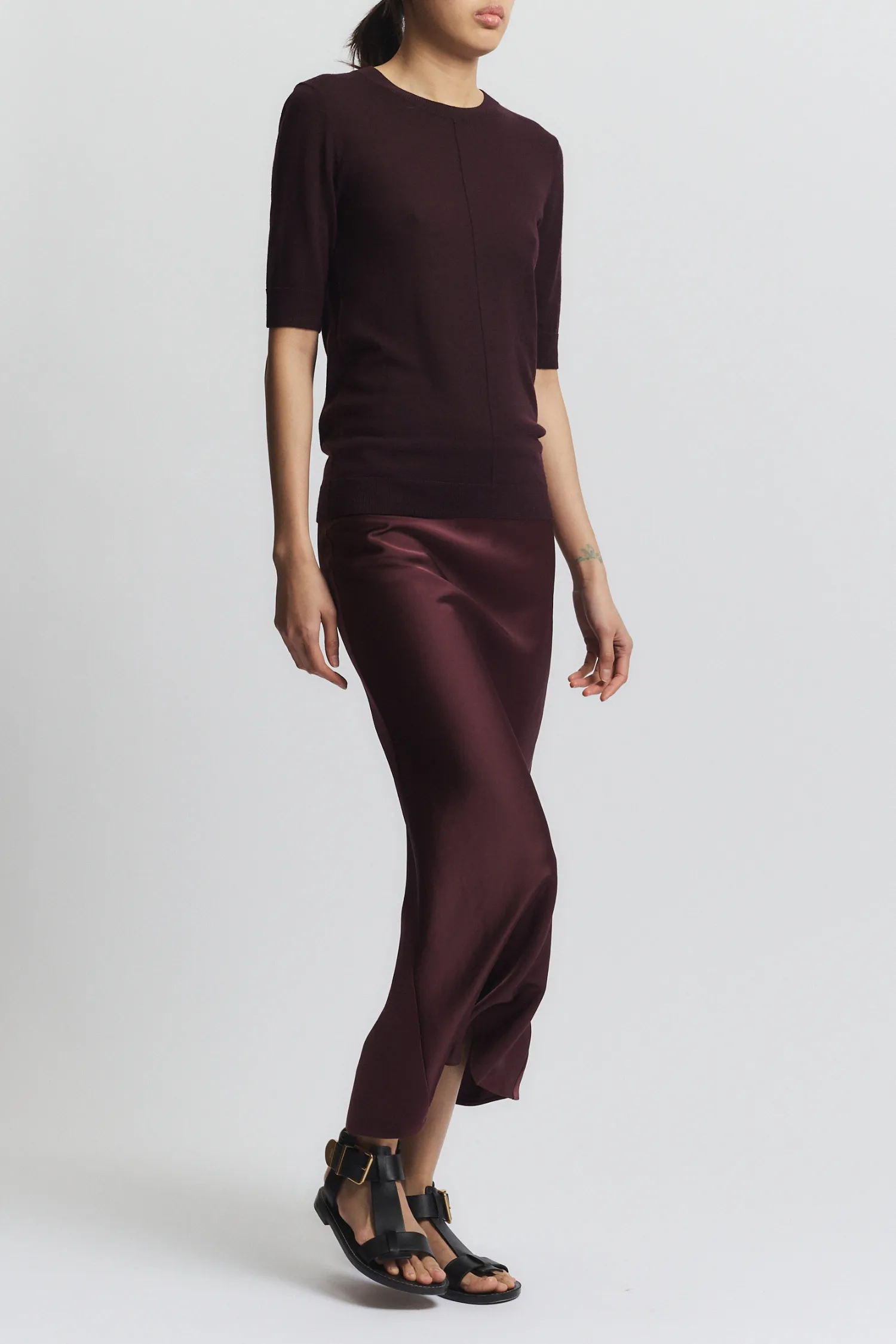 Talia Charmeuse Maxi Skirt, Grape sold by Saint Art product image thumbnail 2