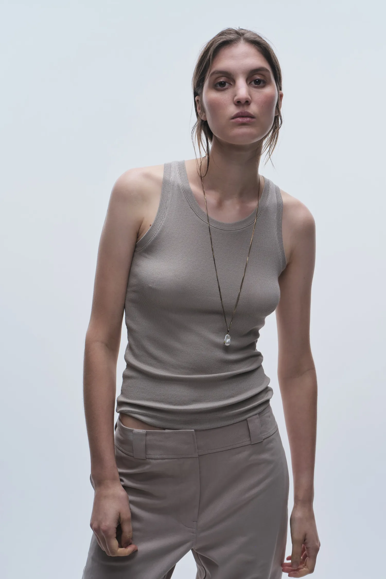 Soren Jersey Tank, Pebble sold by Saint Art