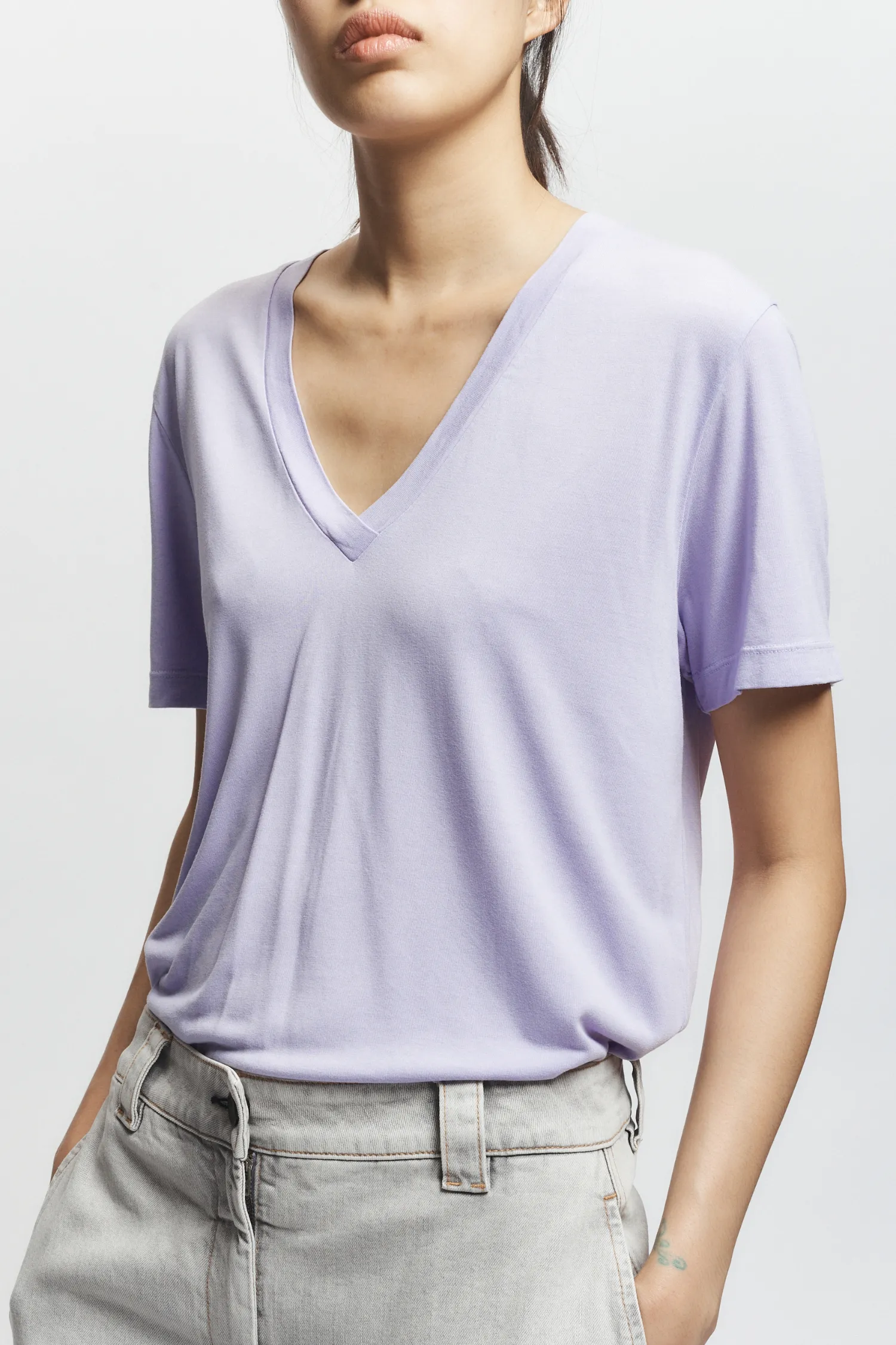 Beck V-Neck Jersey Tee, Lilac sold by Saint Art product image thumbnail 2