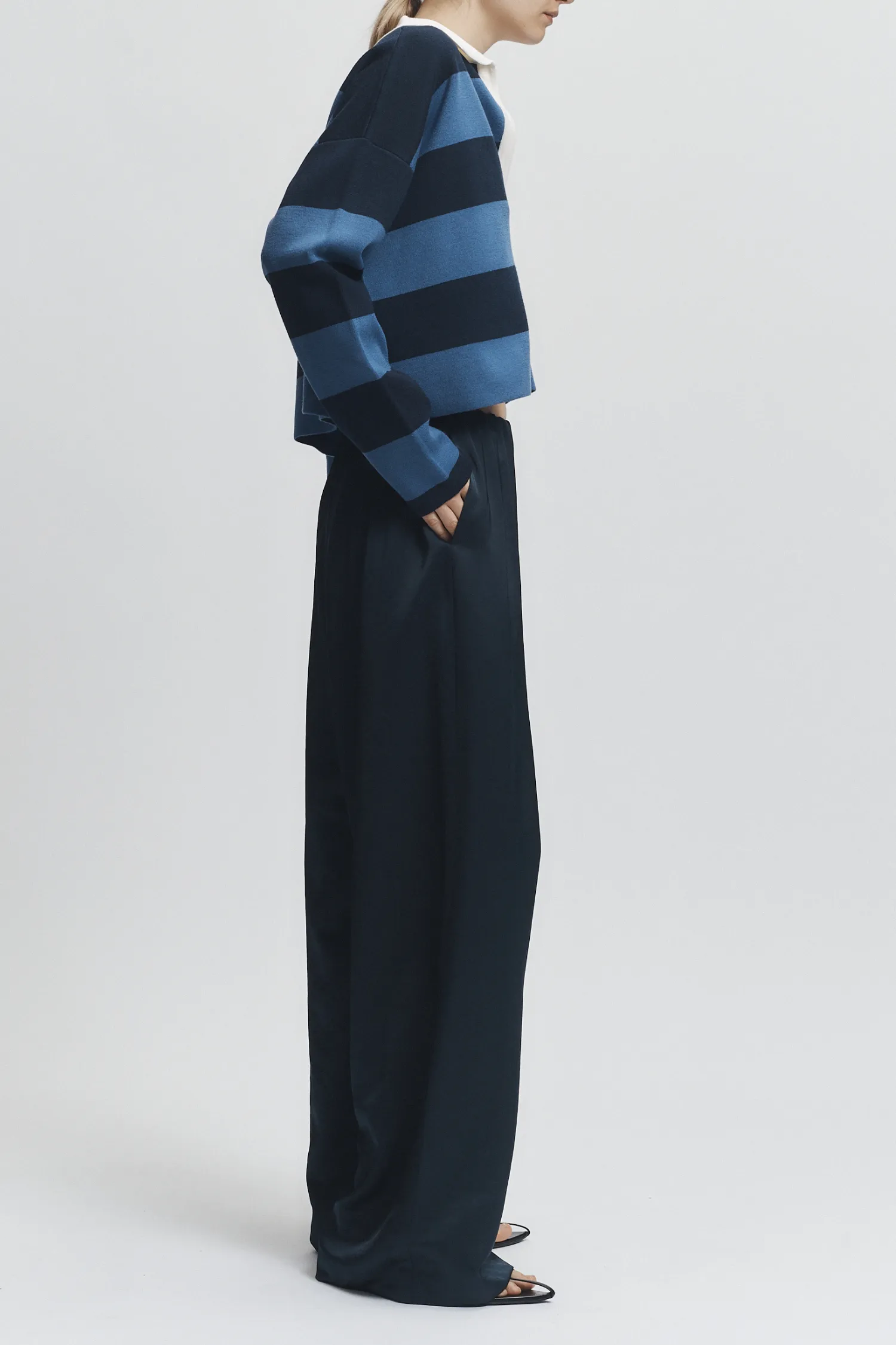 Samira Striped Knit Polo, Blue/White sold by Saint Art product image thumbnail 4