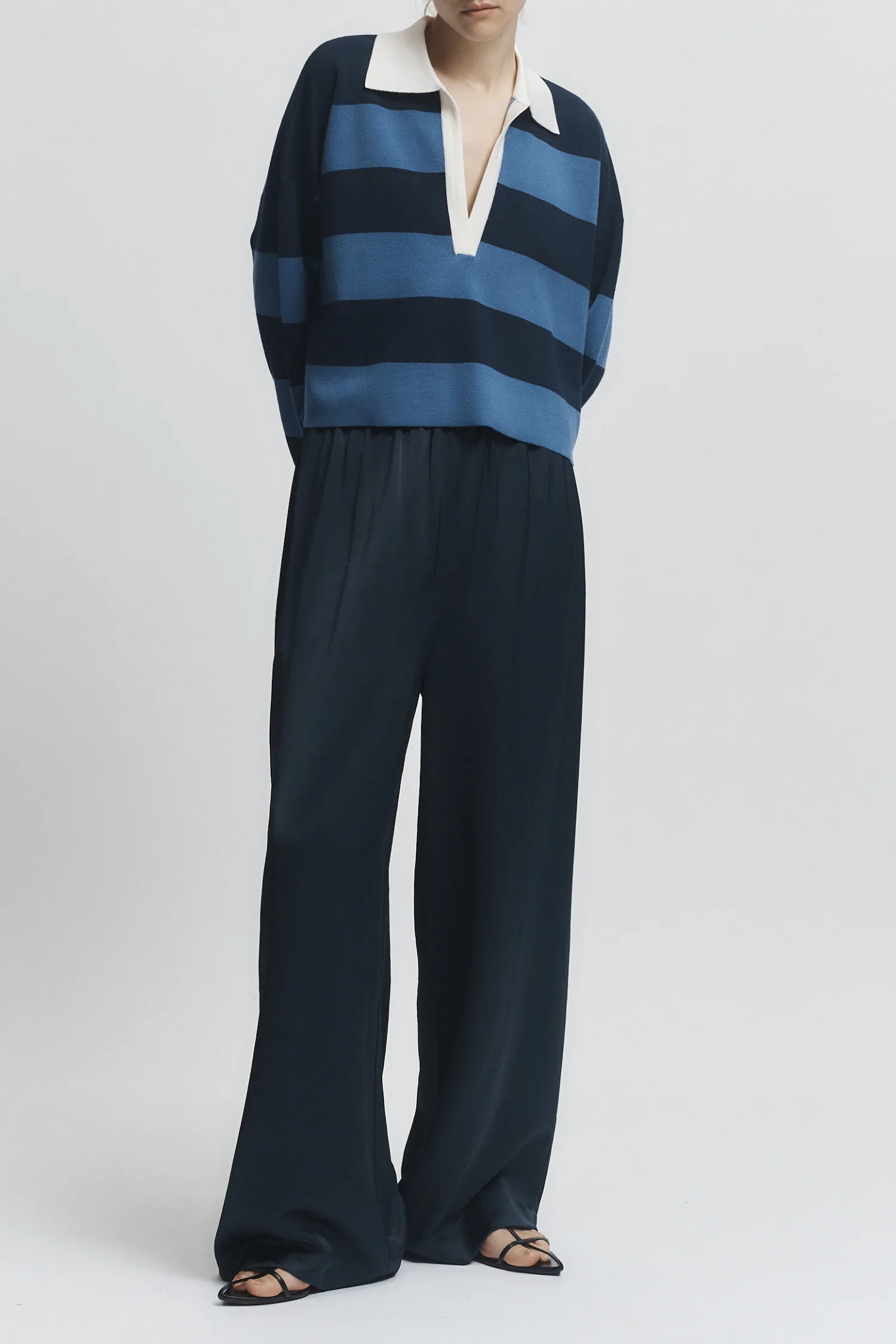 Samira Striped Knit Polo, Blue/White sold by Saint Art product image thumbnail 3