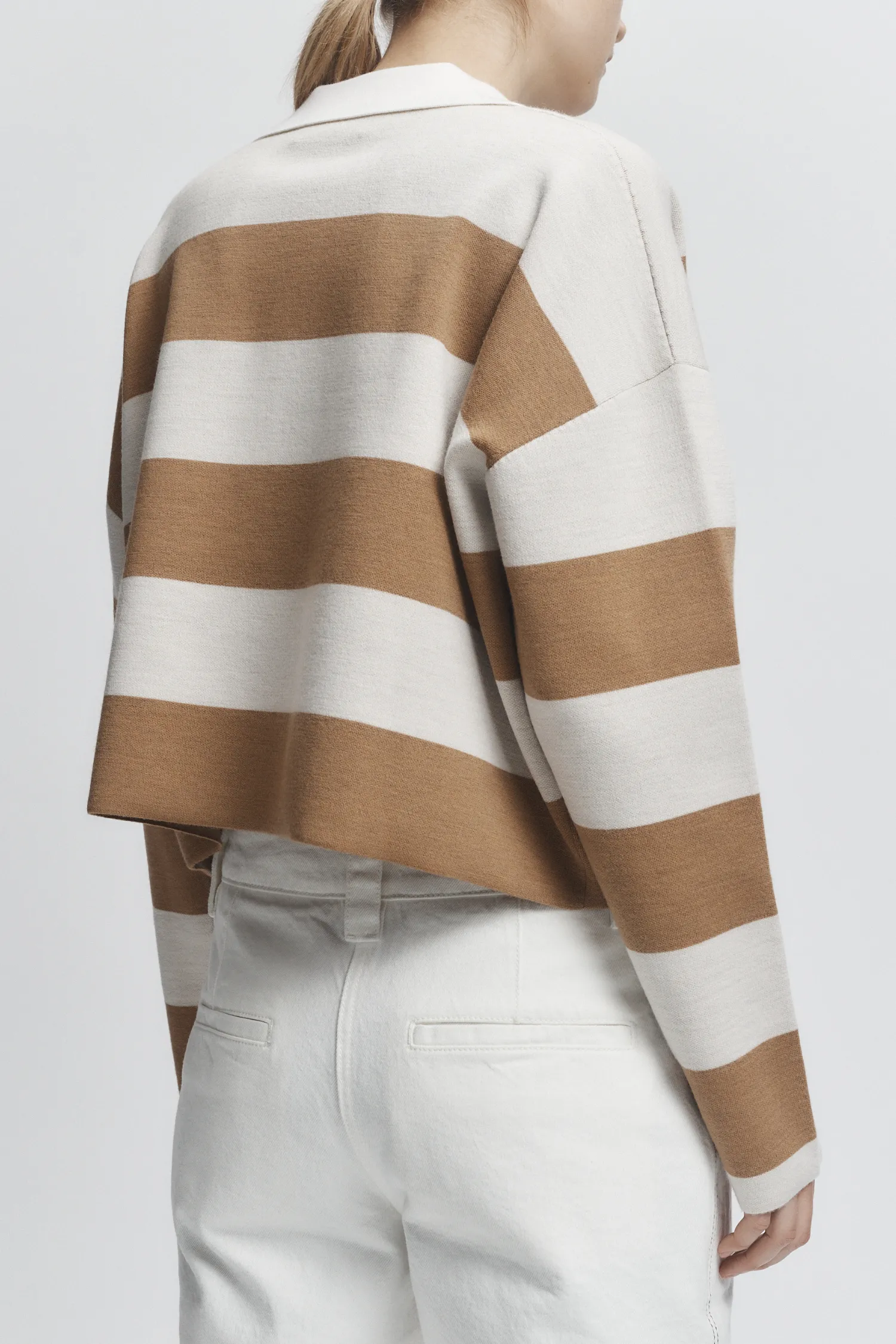 Samira Striped Knit Polo, Brown/Ivory sold by Saint Art product image thumbnail 2