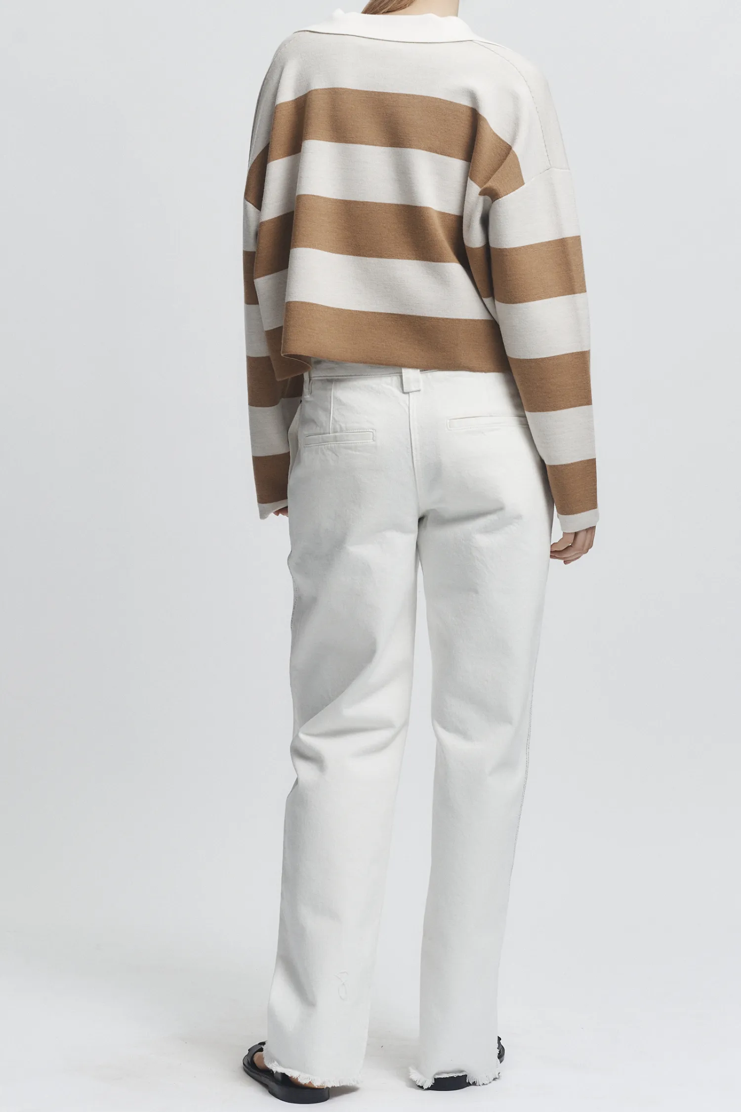 Samira Striped Knit Polo, Brown/Ivory sold by Saint Art product image thumbnail 5