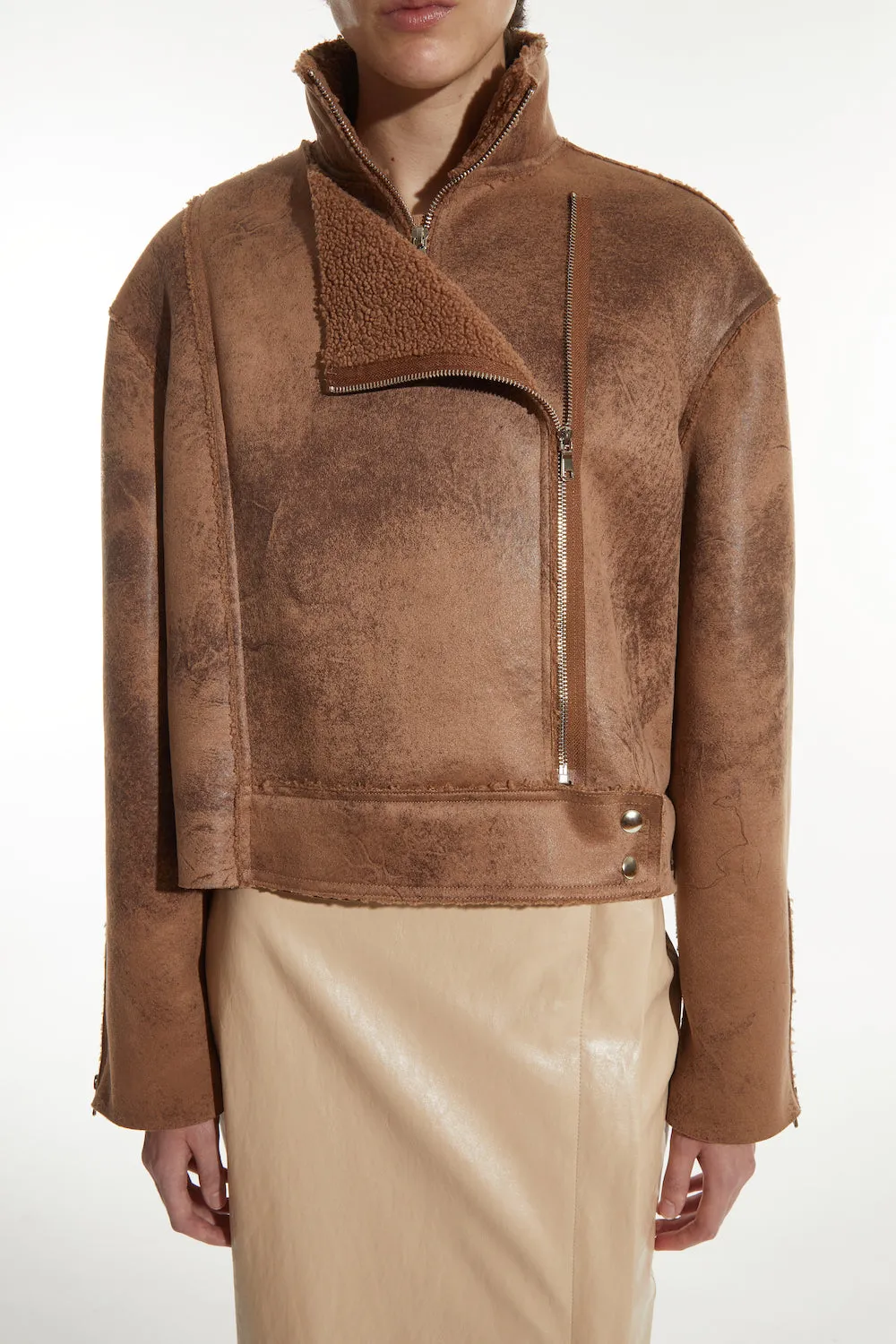 Phoebe Faux Sherpa Jacket, Camel sold by Saint Art product image thumbnail 3