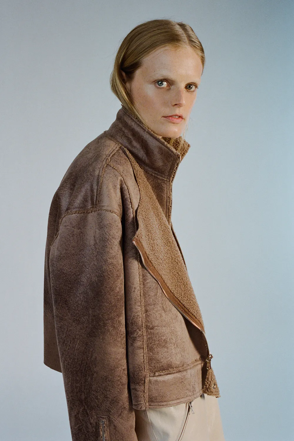 Phoebe Faux Sherpa Jacket, Camel sold by Saint Art