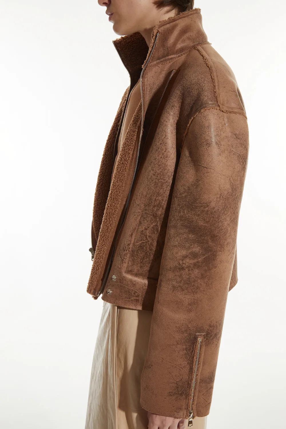 Phoebe Faux Sherpa Jacket, Camel sold by Saint Art product image thumbnail 4