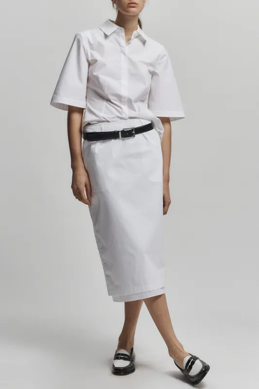 Dutton Poplin Midi Skirt, White sold by Saint Art