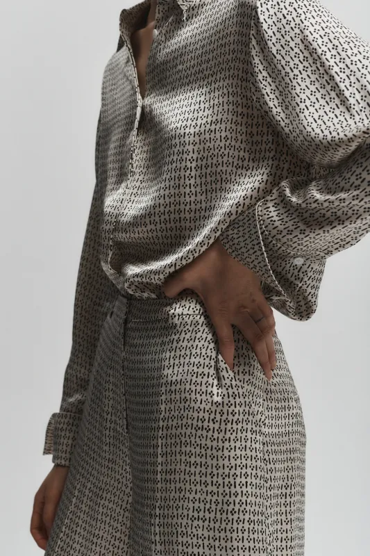 Esme Printed Blouse, Ivory sold by Saint Art