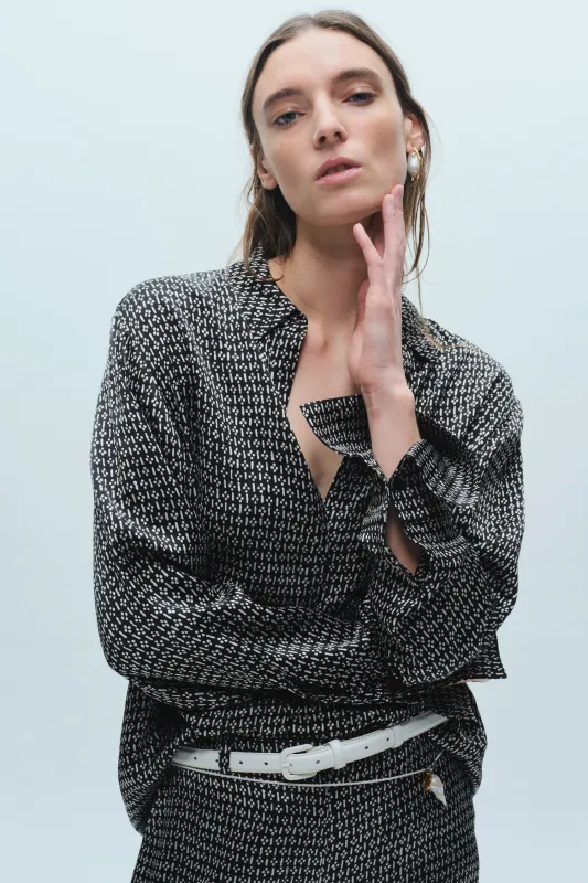 Esme Printed Blouse, Black sold by Saint Art