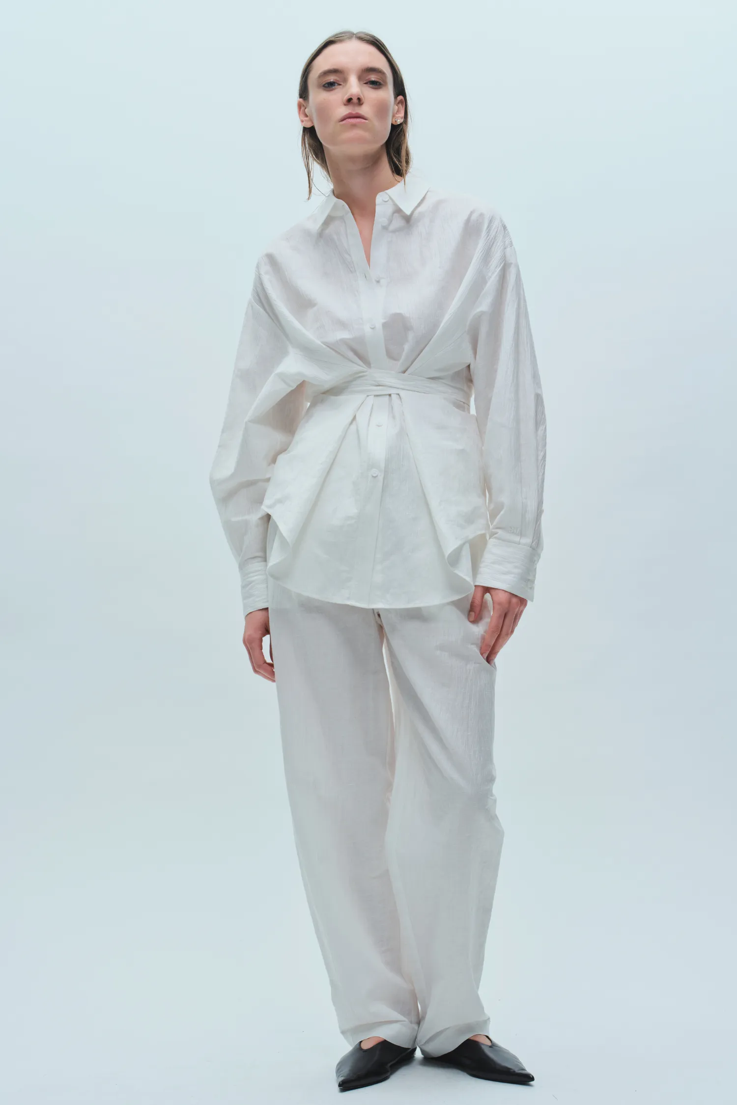 Lara Linen Crinkle Blouse, White sold by Saint Art product image thumbnail 4