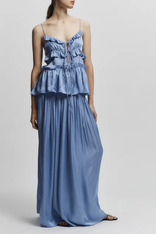 Olive Ruffle Blouse, Periwinkle sold by Saint Art