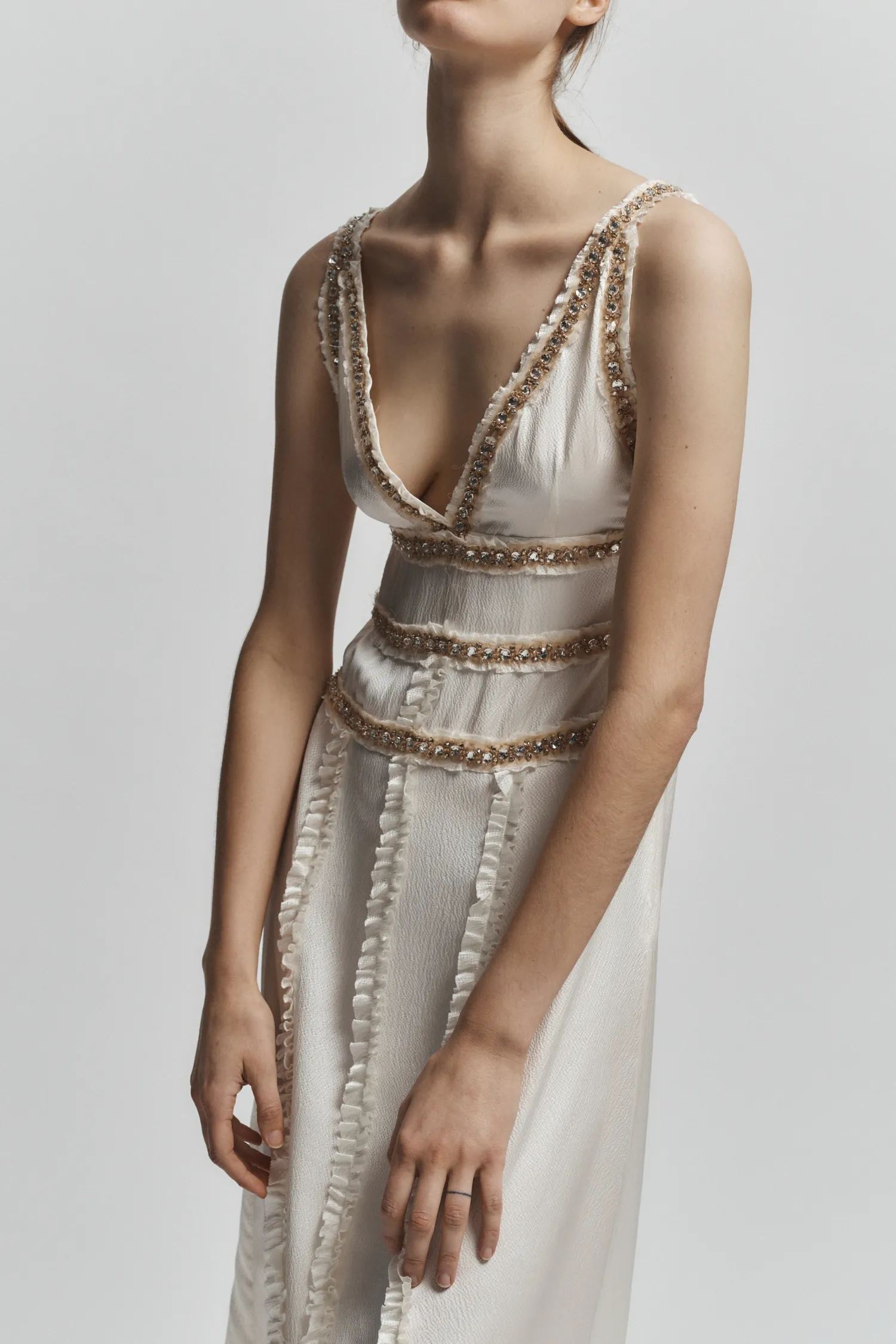 Nola Embellished Silk Dress, Ivory sold by Saint Art product image thumbnail 3