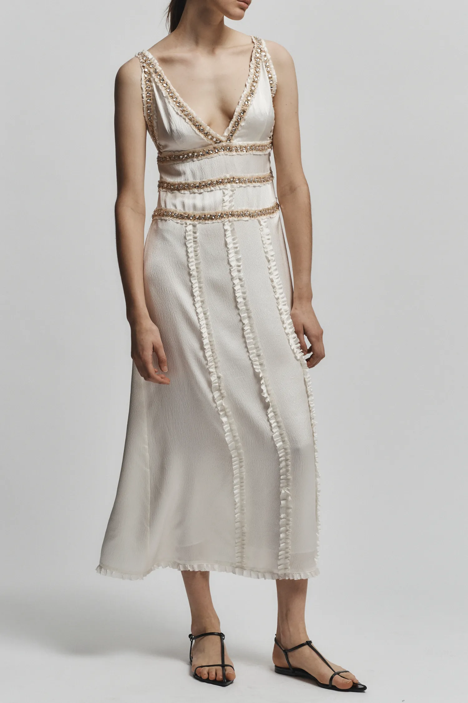 Nola Embellished Silk Dress, Ivory sold by Saint Art product image thumbnail 4