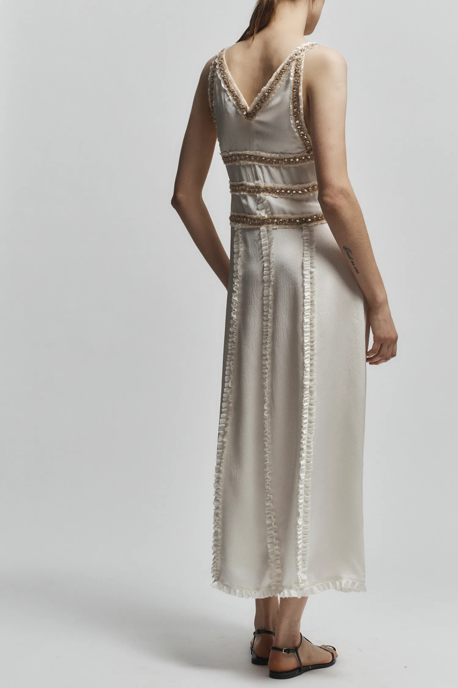 Nola Embellished Silk Dress, Ivory sold by Saint Art product image thumbnail 5